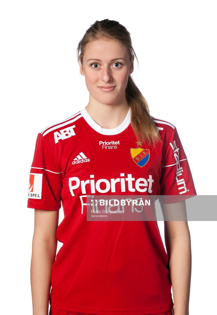 Djurgårdens målvakt Petra Kümin poserar för ett porträtt den 21 mars 2018 i Stockholm.