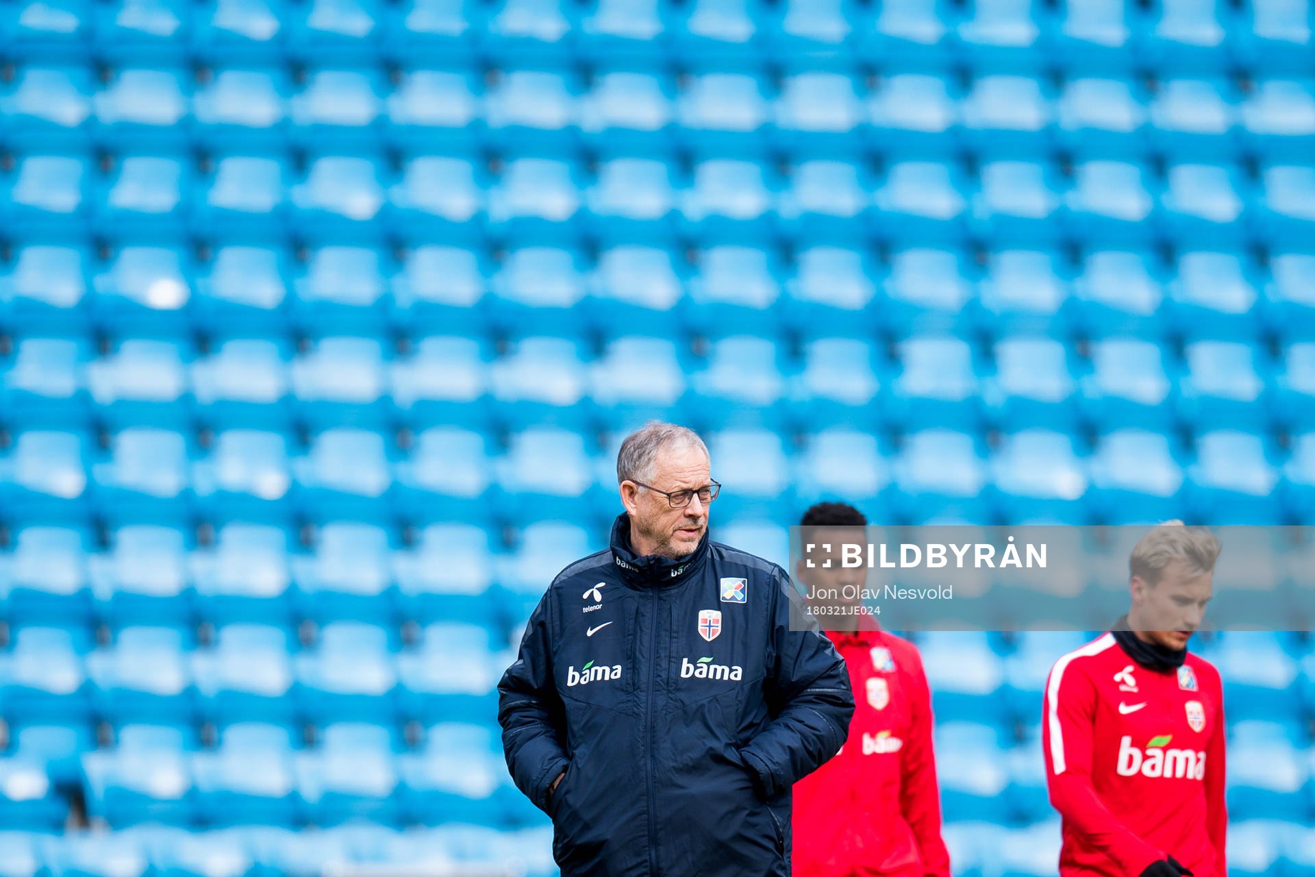 Lars Lagerbäck, head coach of Norway, Ola Kamara and