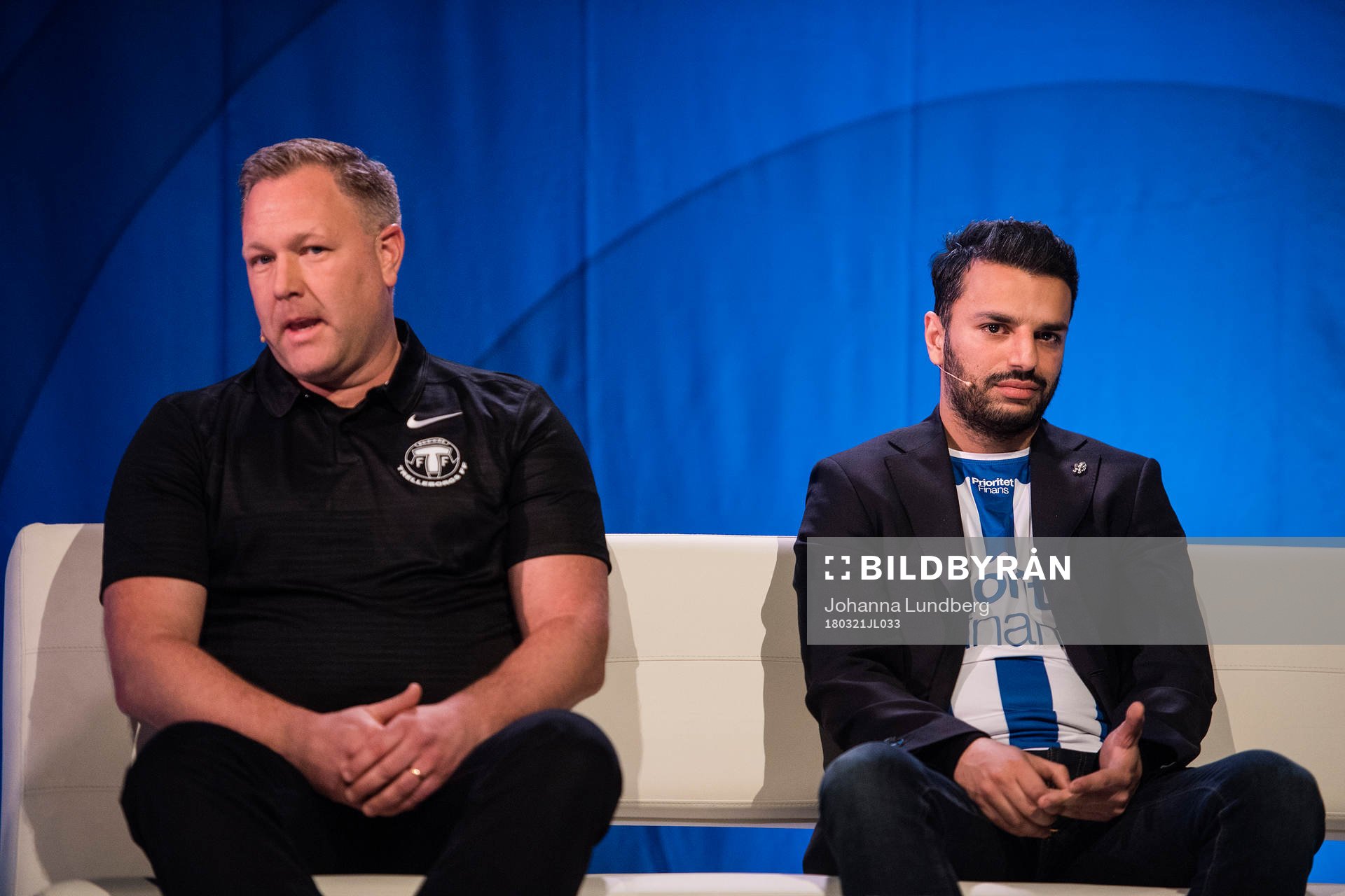 Patrick Winqvist, tränare Trelleborg, och Poya Asbaghi,