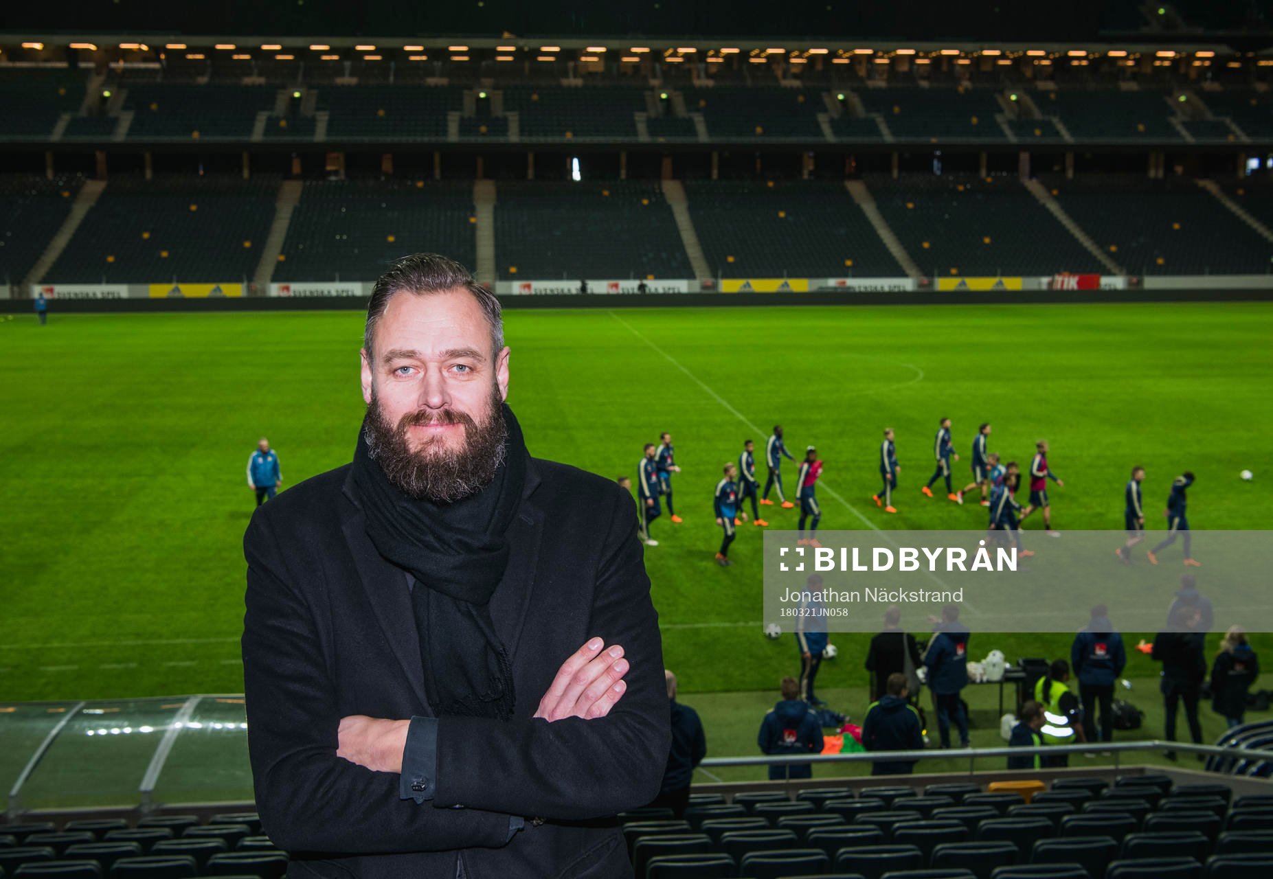 Olof Lundh vid Sveriges fotbollslandslags träning