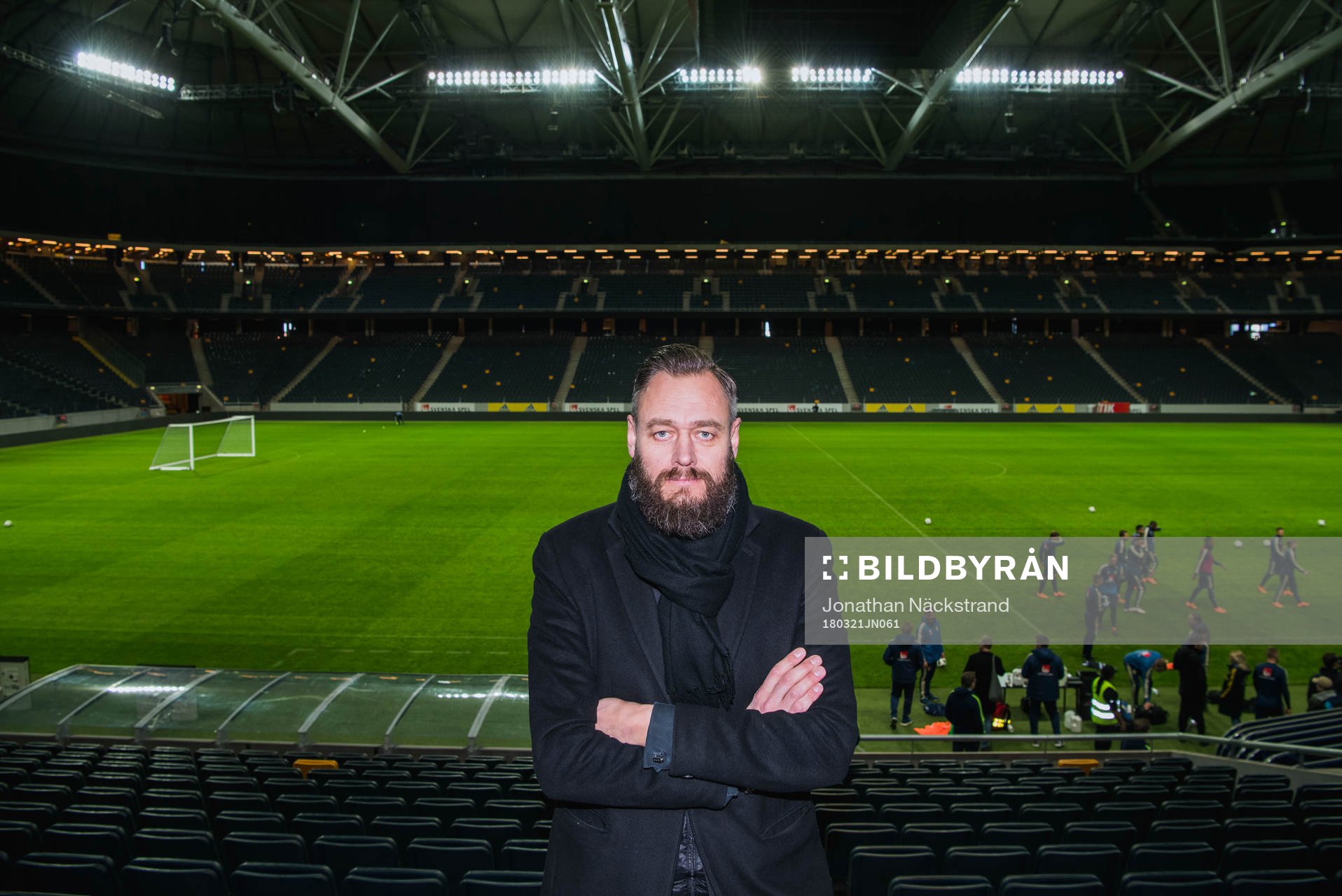 Olof Lundh vid Sveriges fotbollslandslags träning