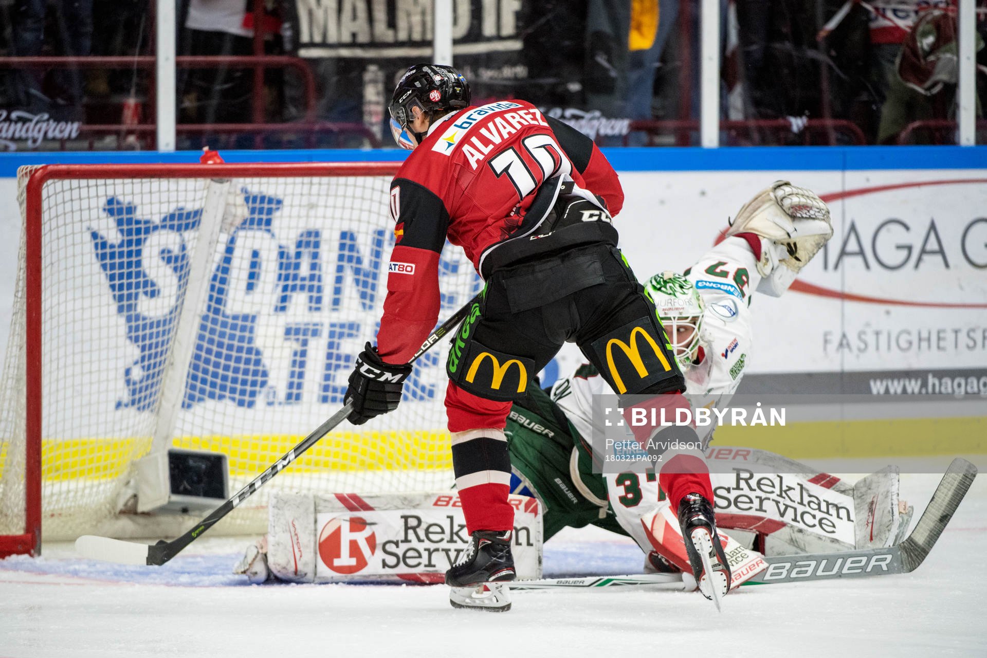 Malmö Redhawks Robin Alvarez gör 3-2 bakom Frölundas