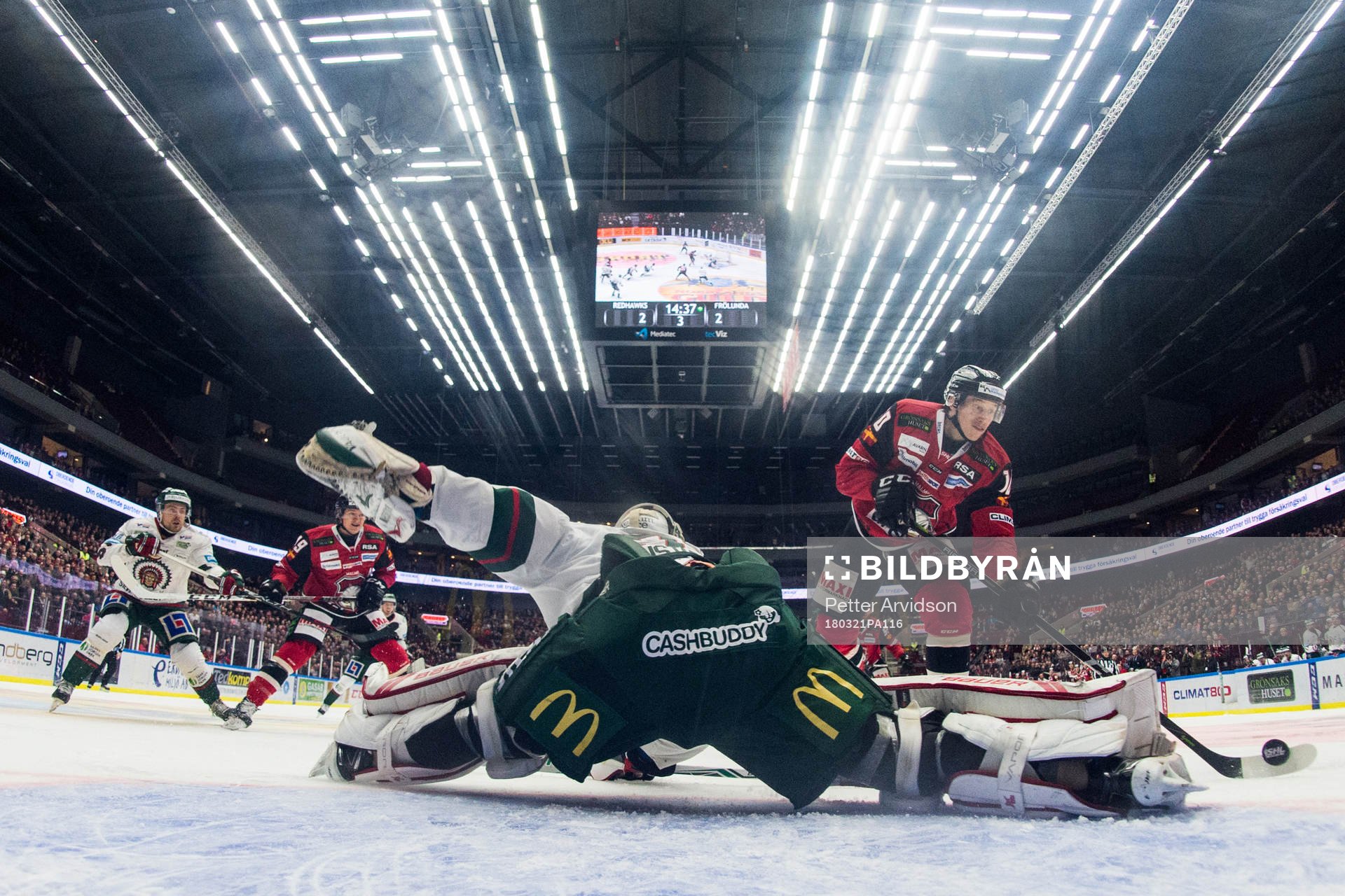 Malmö Redhawks Robin Alvarez gör 3-2 bakom Frölundas