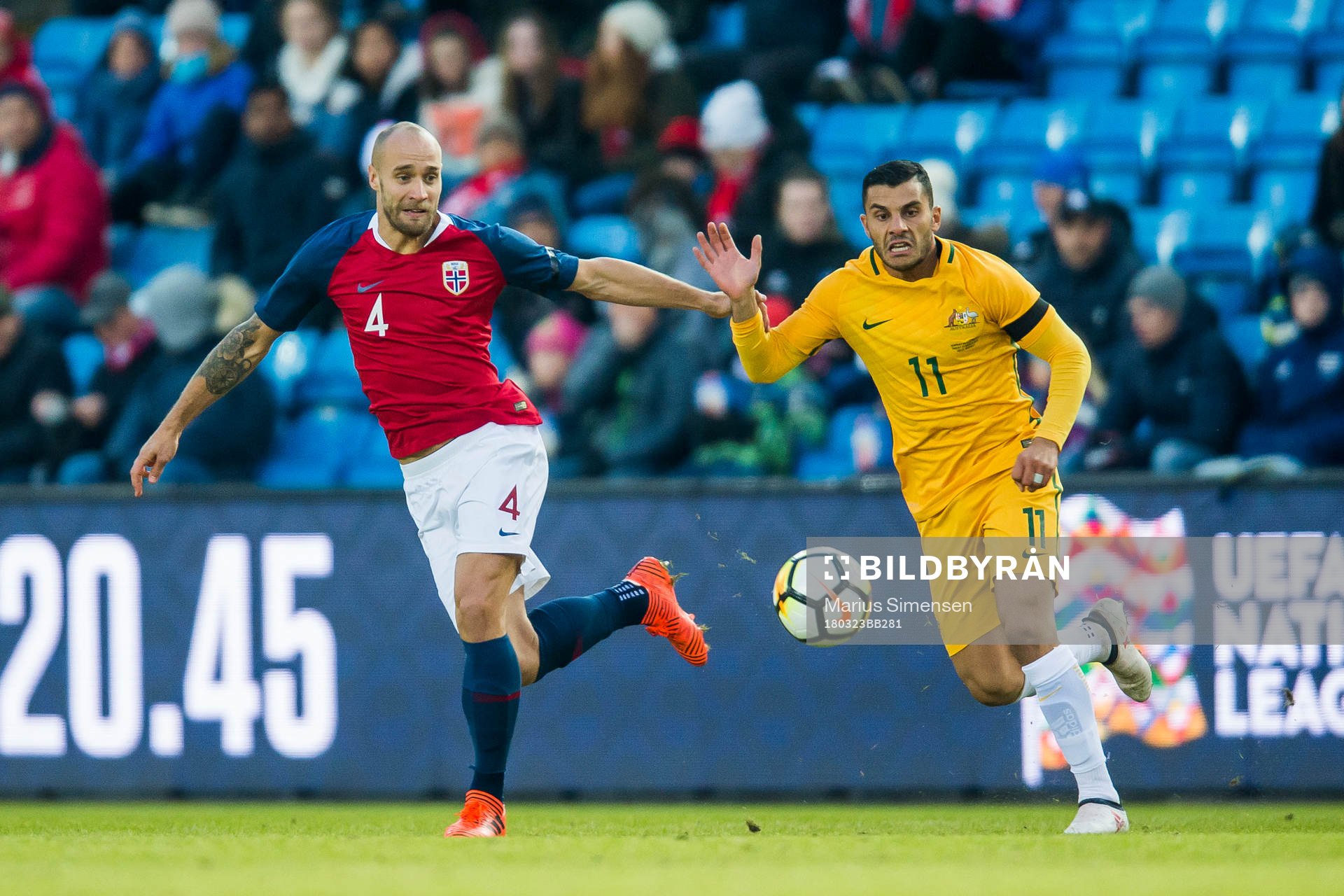 Tore Reginiussen of Norway and Andrew Nabbout of Australia