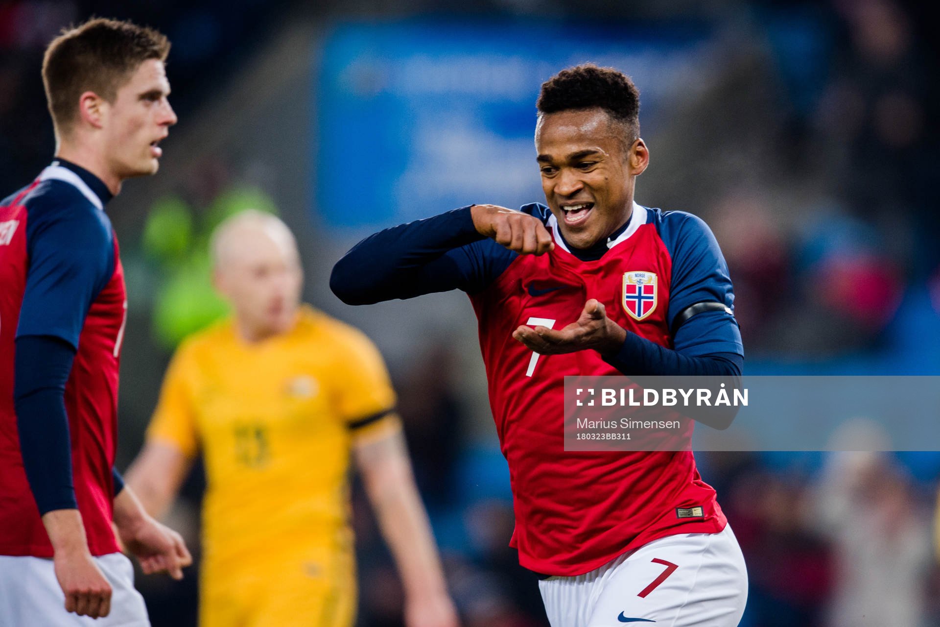 Ola Kamara of Norway celebrates the 1-1 goal
