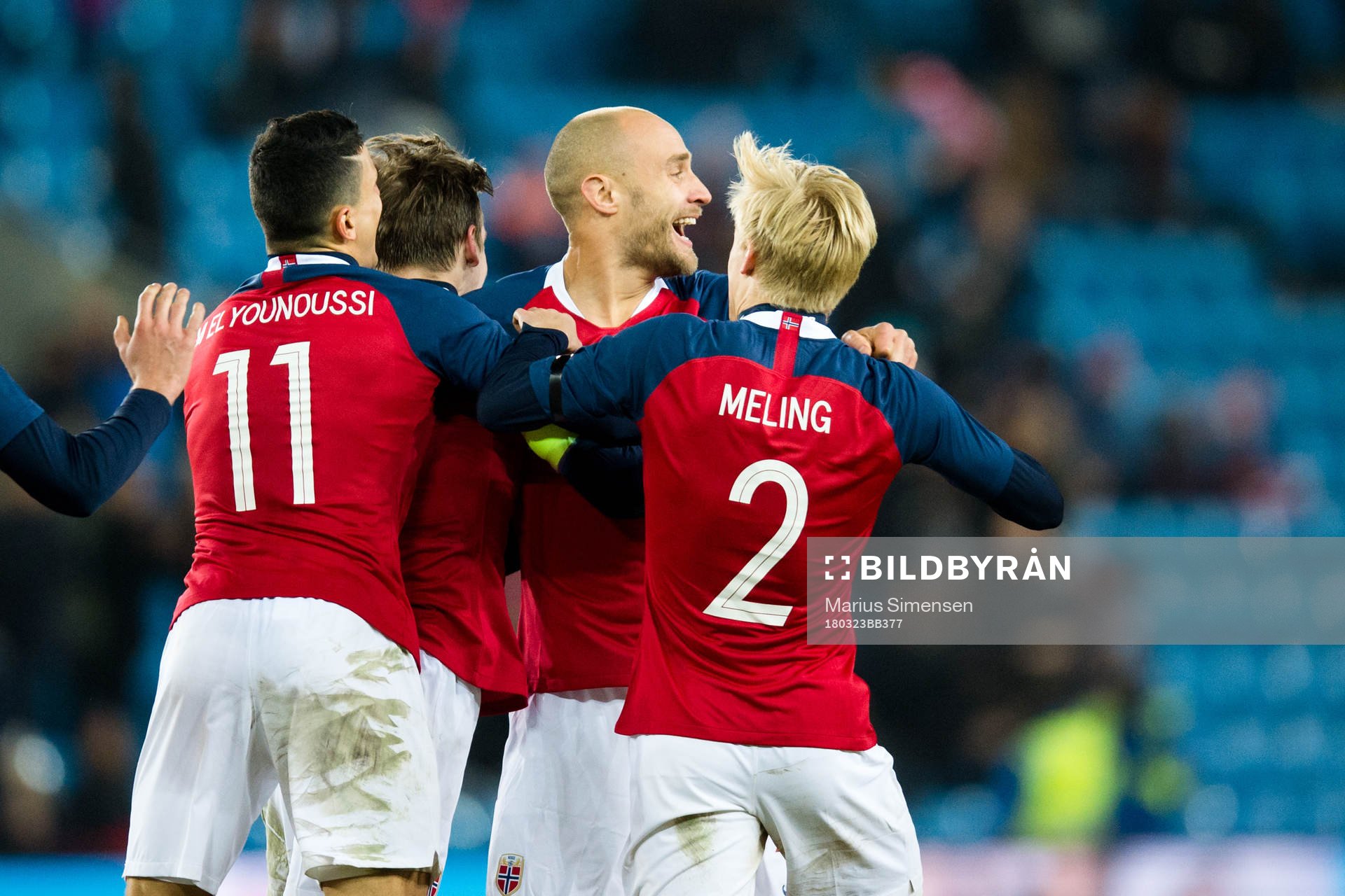 Tore Reginiussen of Norway celebrates the 2-1 goal