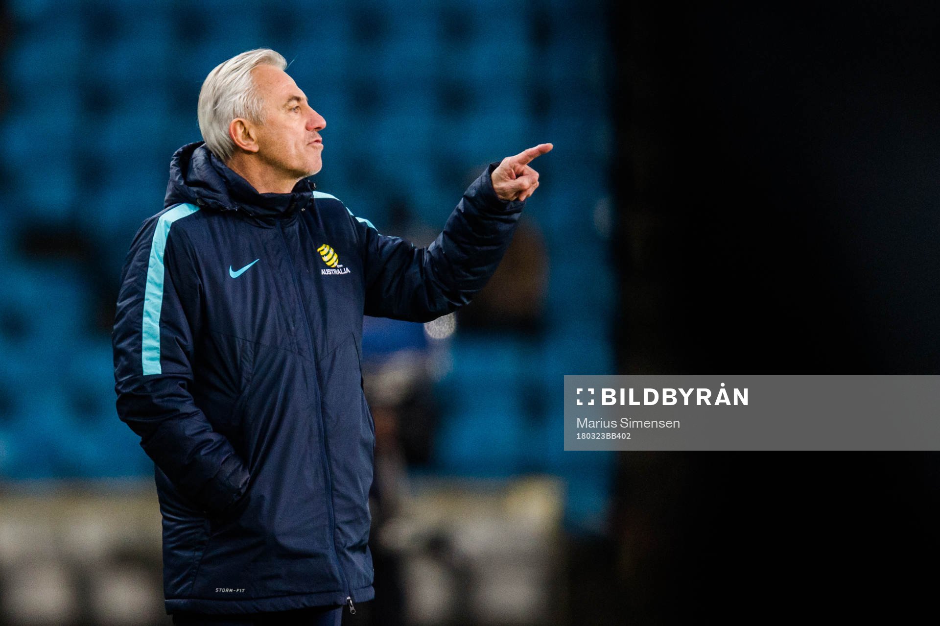 Bert van Marwijk, head coach of Australia, during the international friendly football match between Norway and Australia on March 23, 2018 in Oslo.
