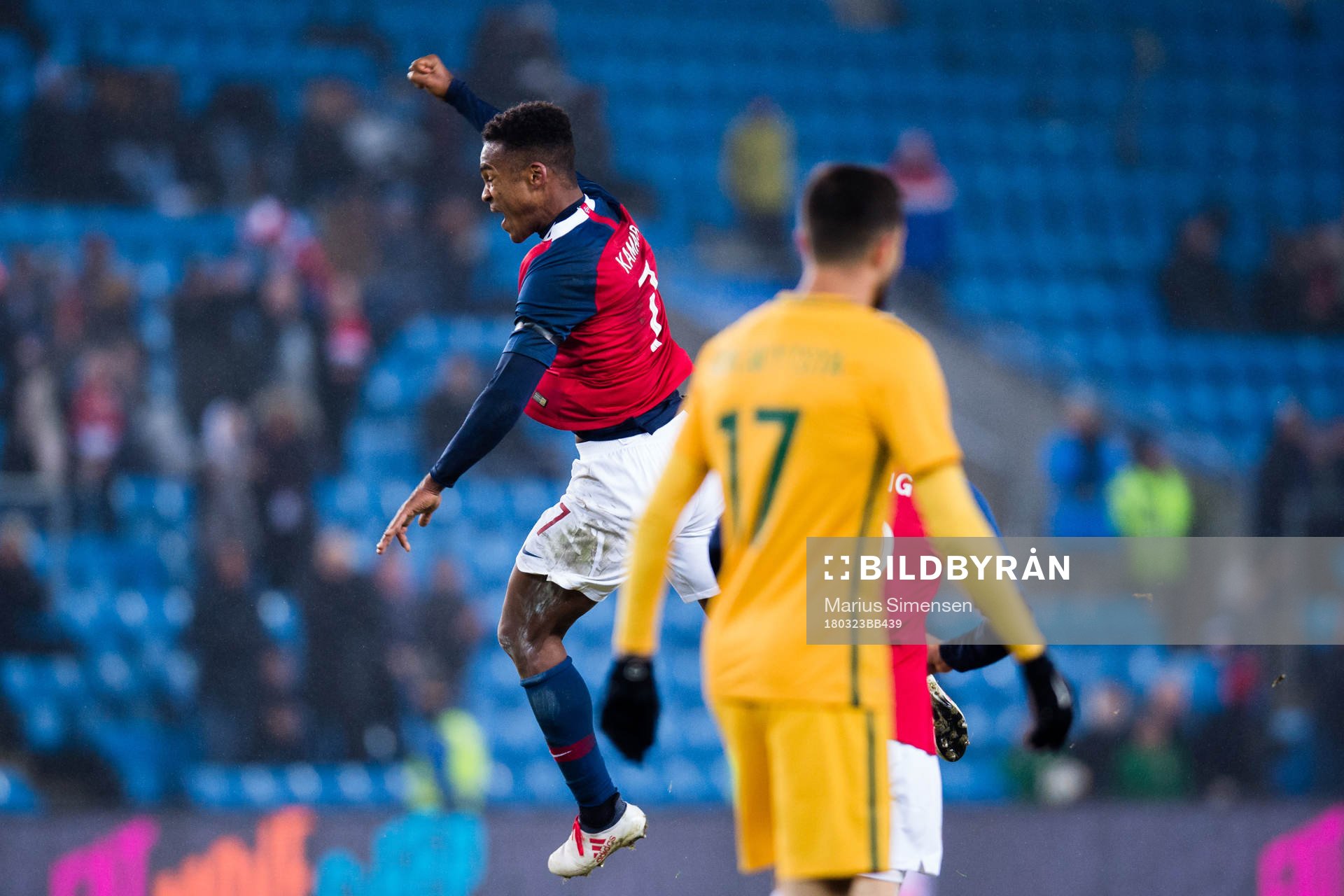Ola Kamara of Norway celebrates the 4-1 goal