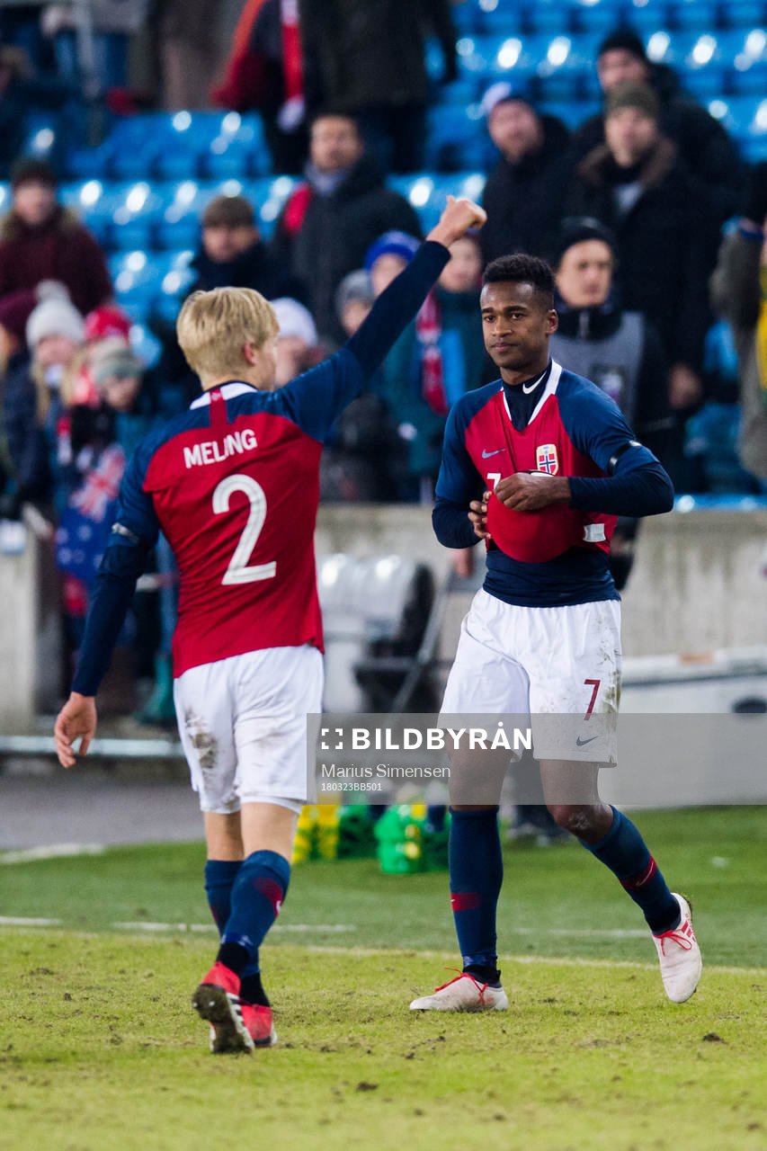 Birger Meling and Ola Kamara of Norway after the international friendly football match between Norway and Australia on March 23, 2018 in Oslo.