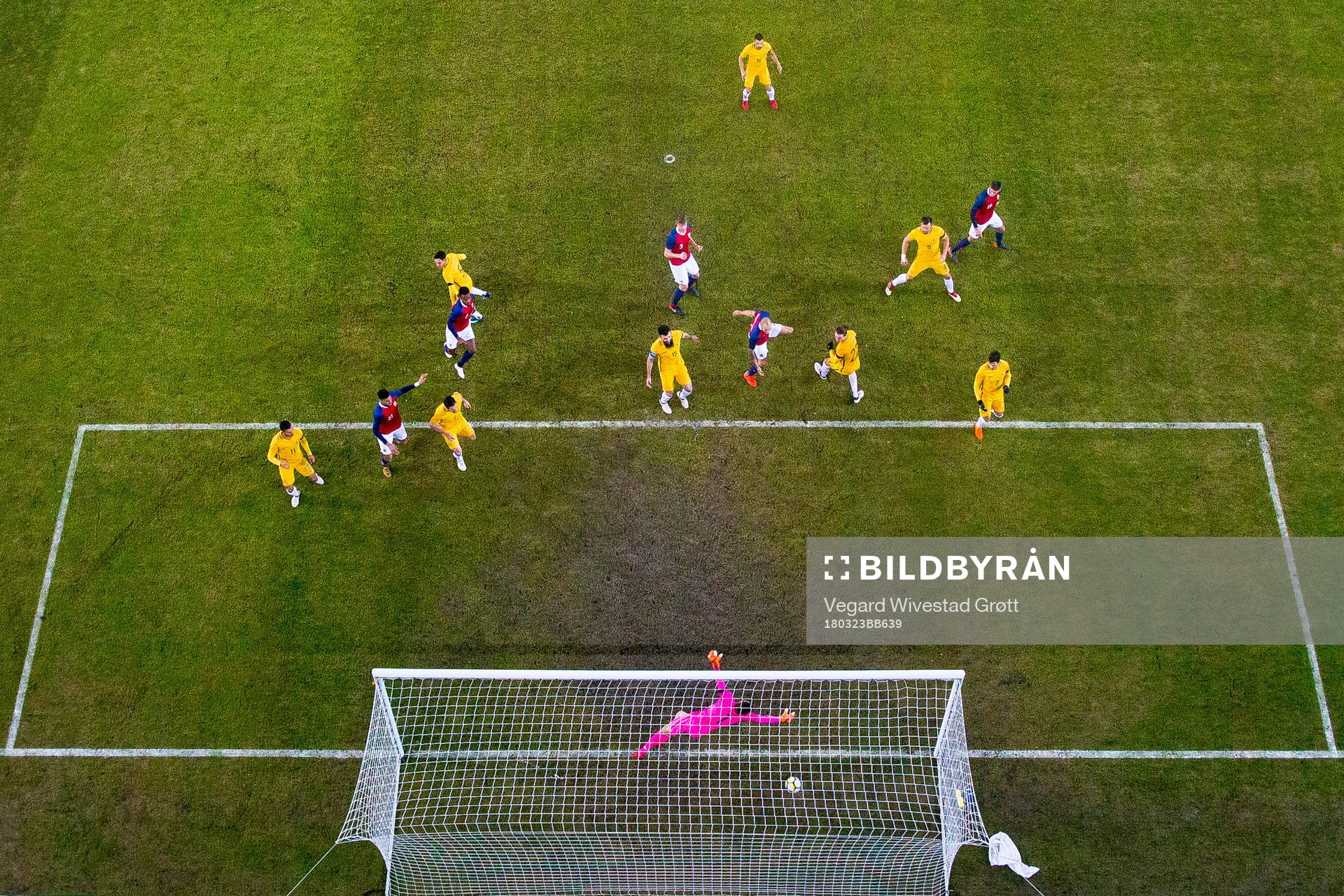 Tore Reginiussen of Norway scores 2-1 behind goalkeeper Mat