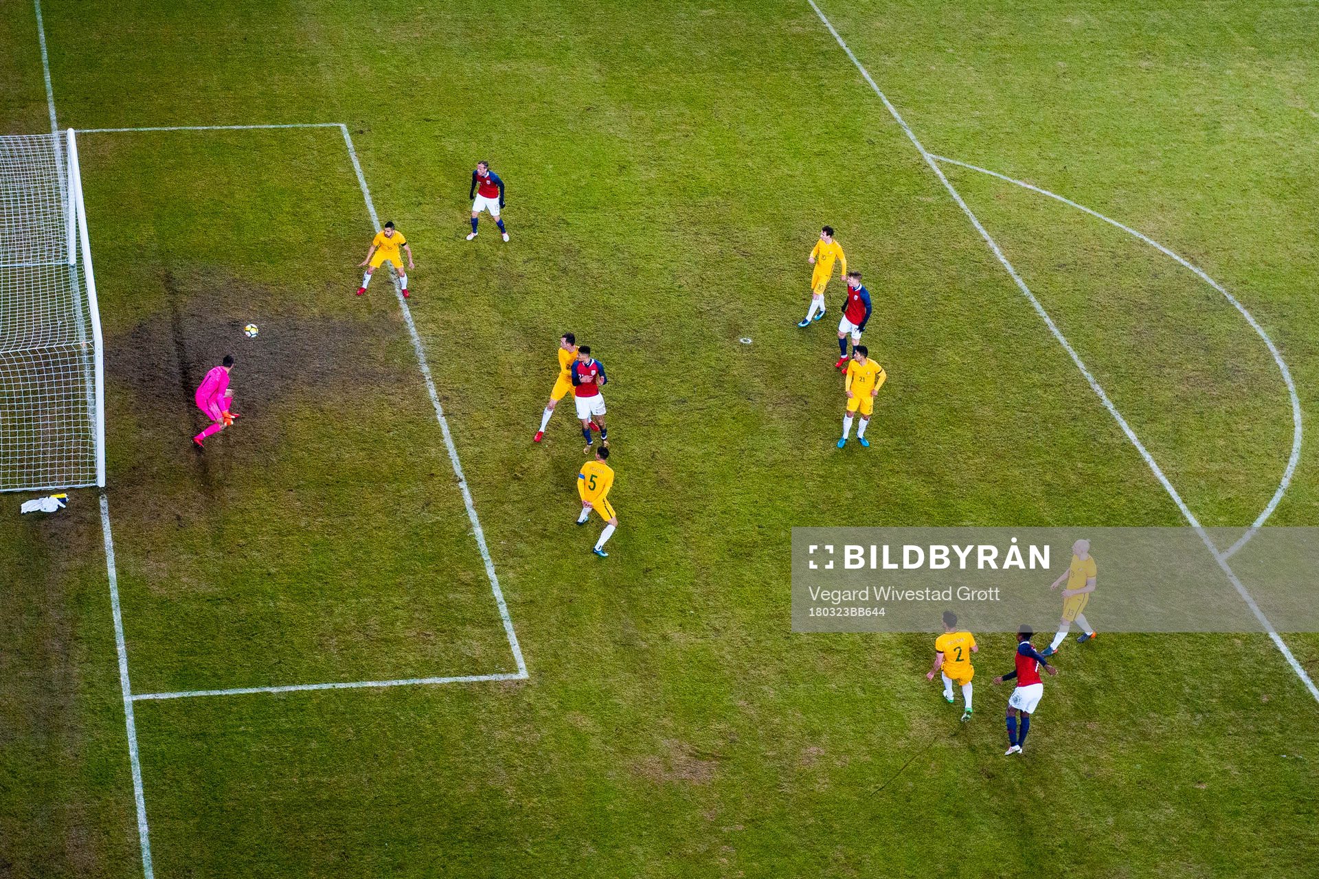 Ola Kamara of Norway scores 4-1 behind goalkeeper Mat Ryan