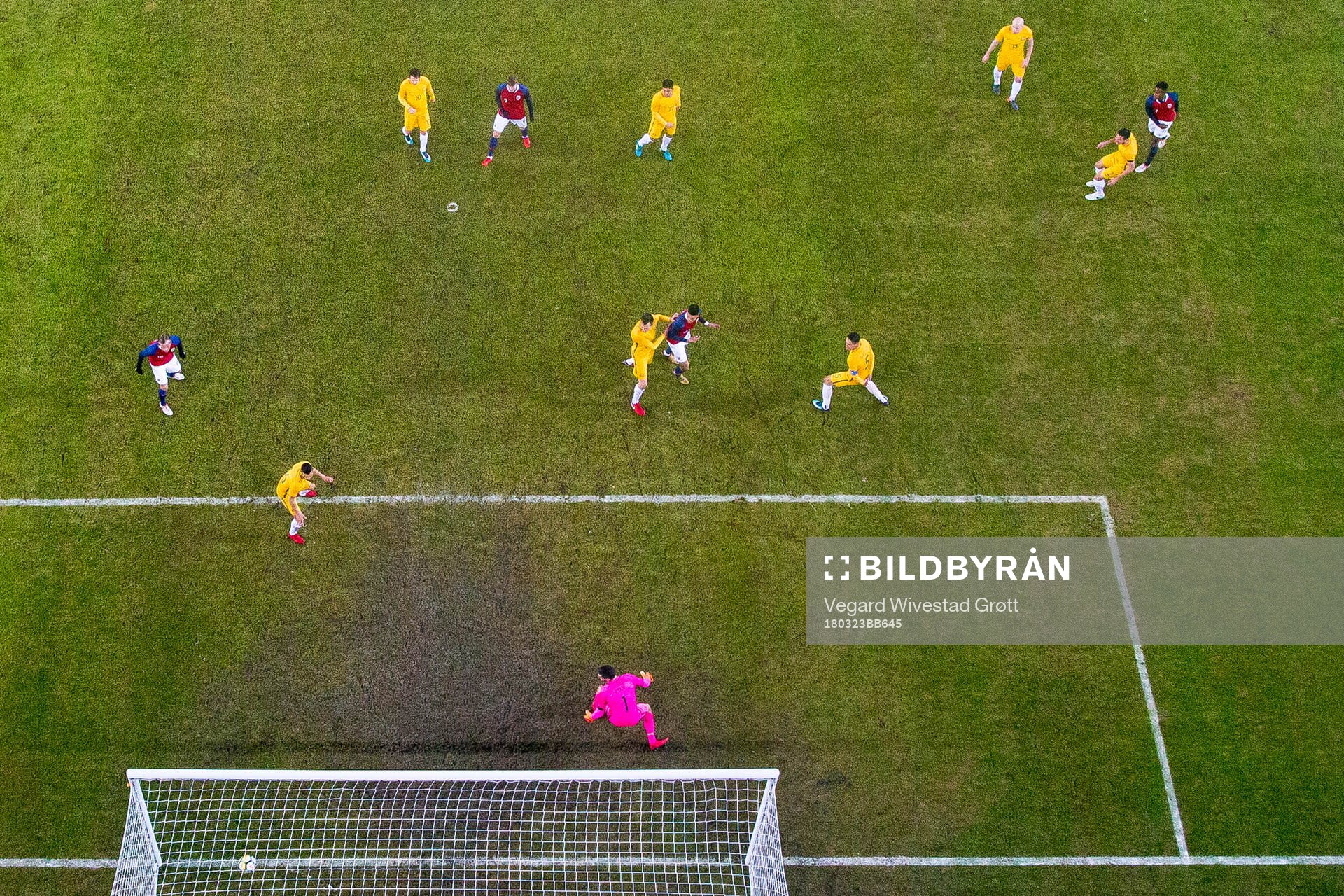 Ola Kamara of Norway scores 4-1 behind goalkeeper Mat Ryan