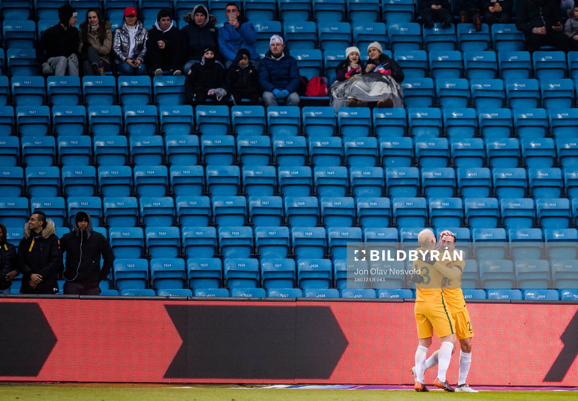 Aaron Mooy and Jackson Irvine of Australia celebrates the