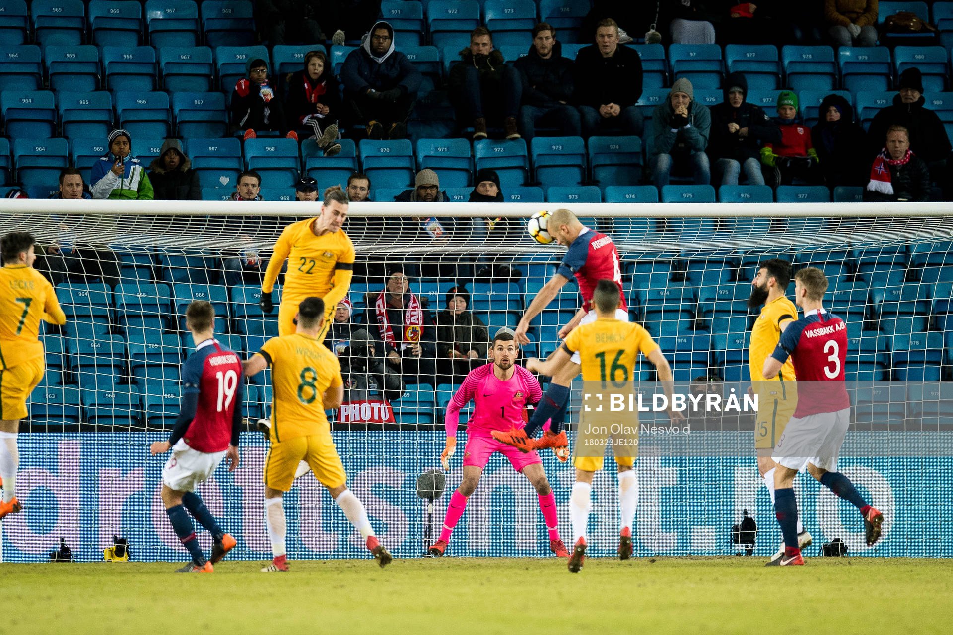 Tore Reginiussen of Norway scores 2-1