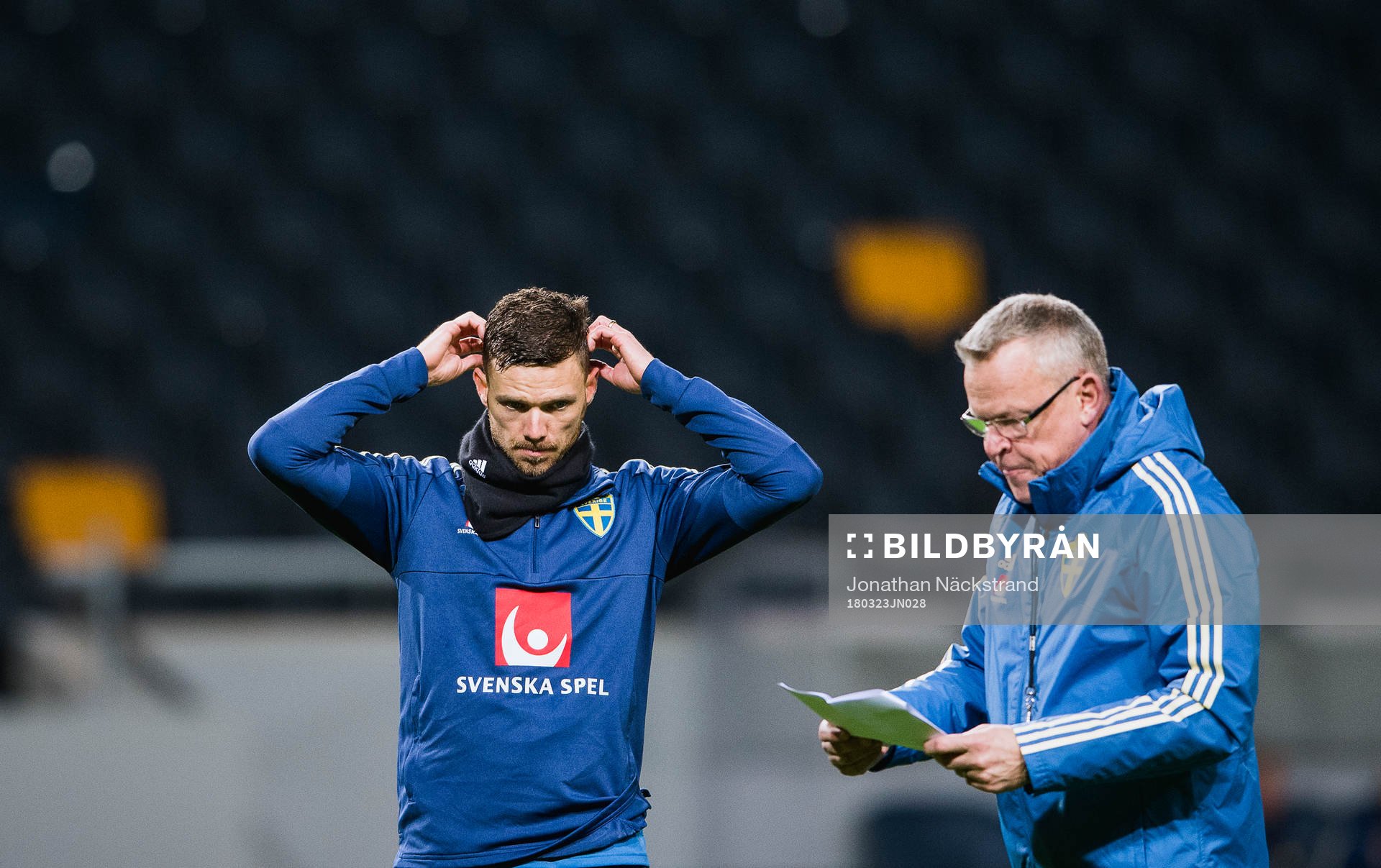 Sveriges Marcus Berg och förbundskapten Janne Andersson