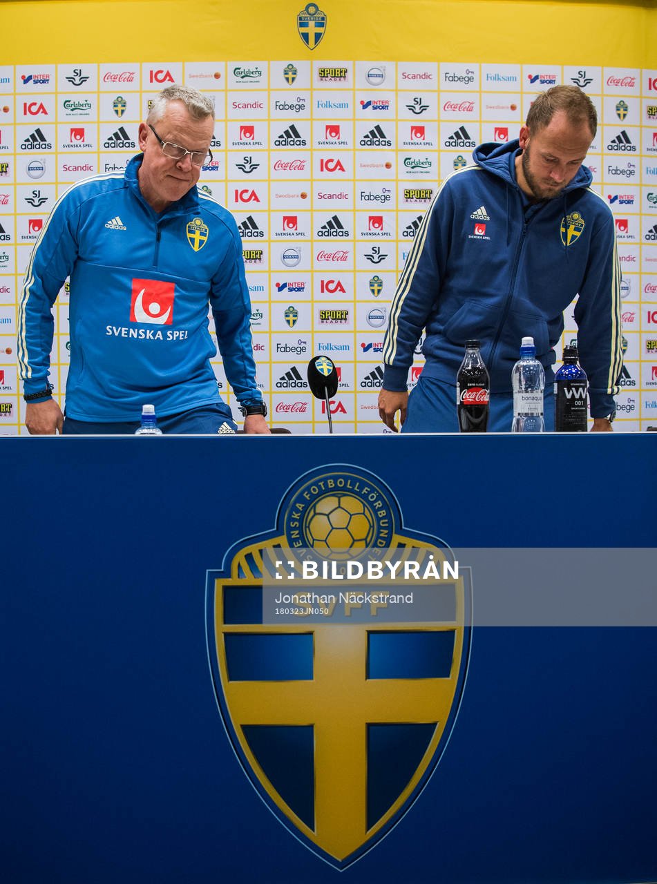 Sveriges förbundskapten Janne Andersson och Andreas