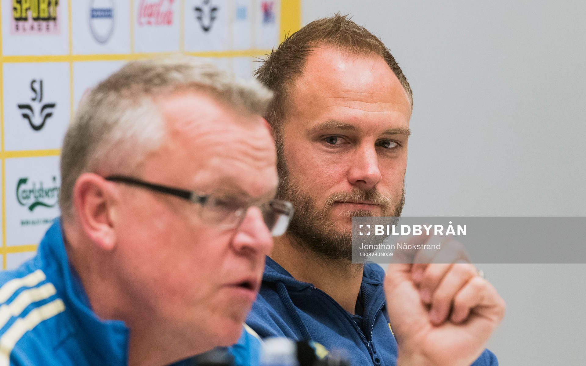 Sveriges förbundskapten Janne Andersson och Andreas