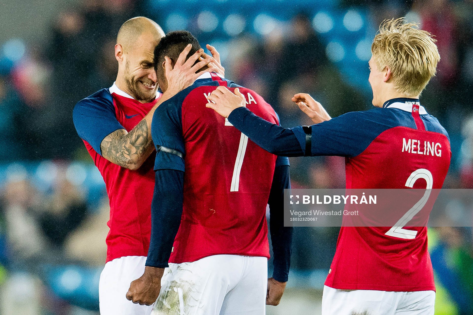 Ola Kamara of Norway celebrates with teammates Tore