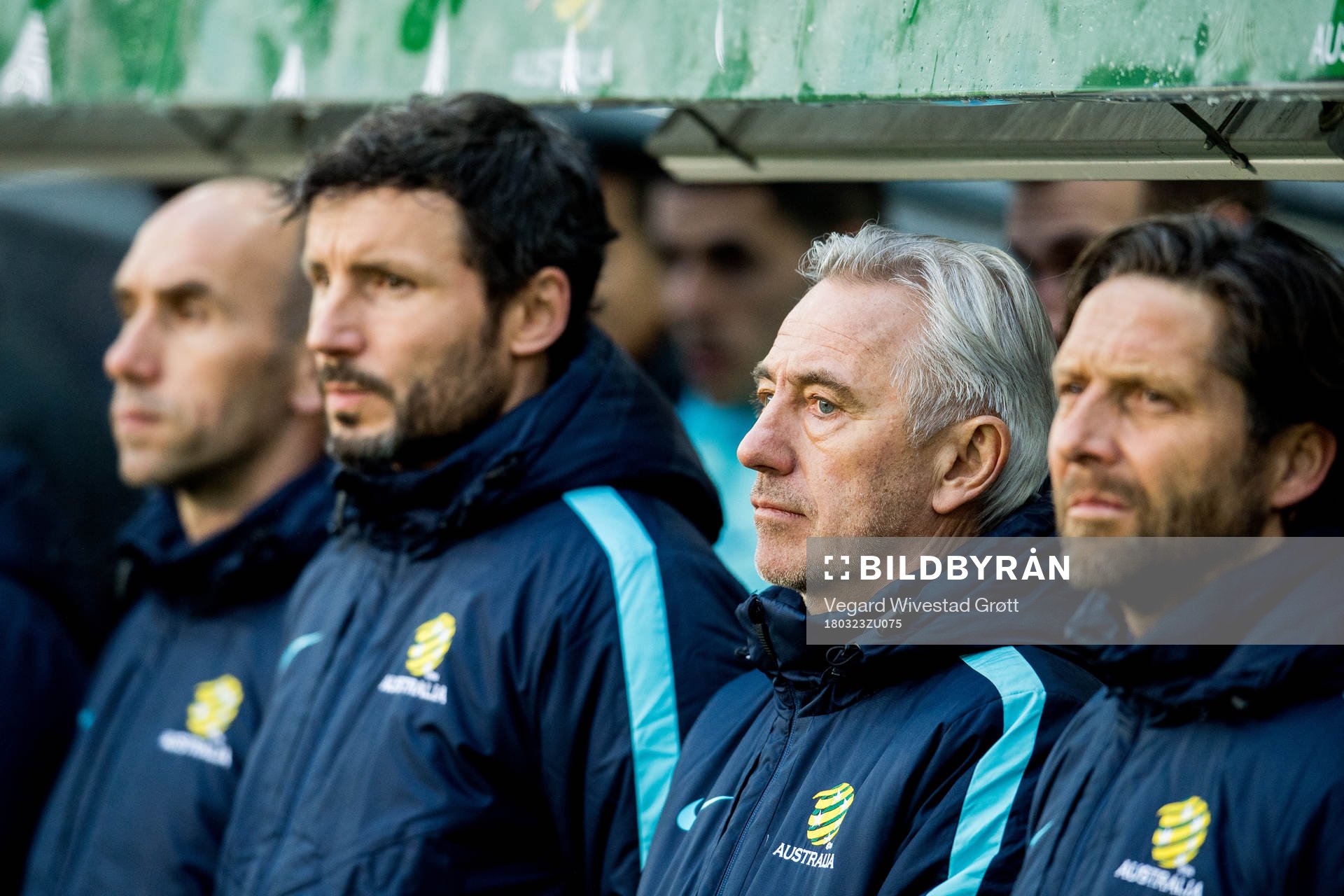 Bert van Marwijk, head coach of Australia, and Mark van