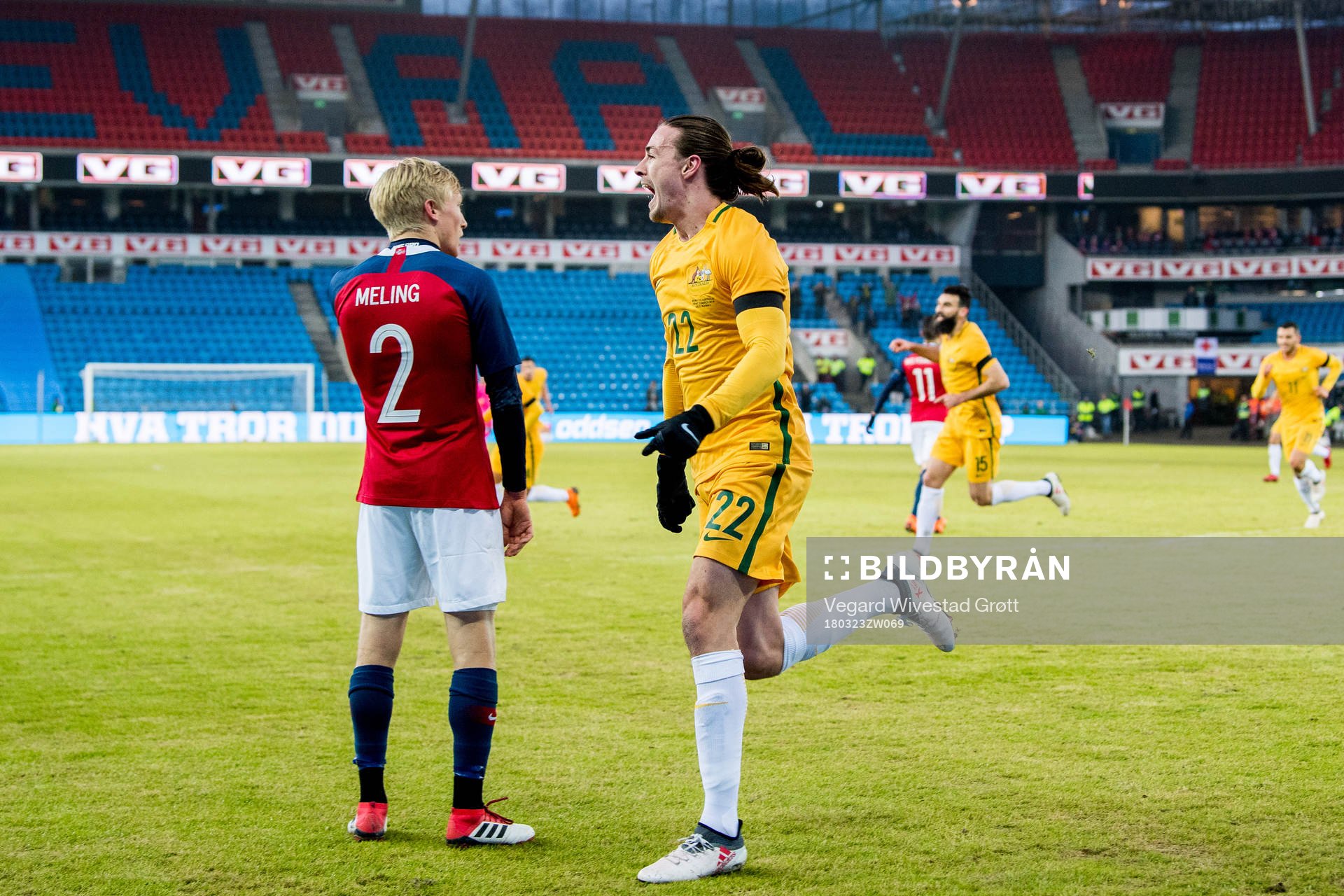 Jackson Irvine of Australia celebrates scoring 0-1