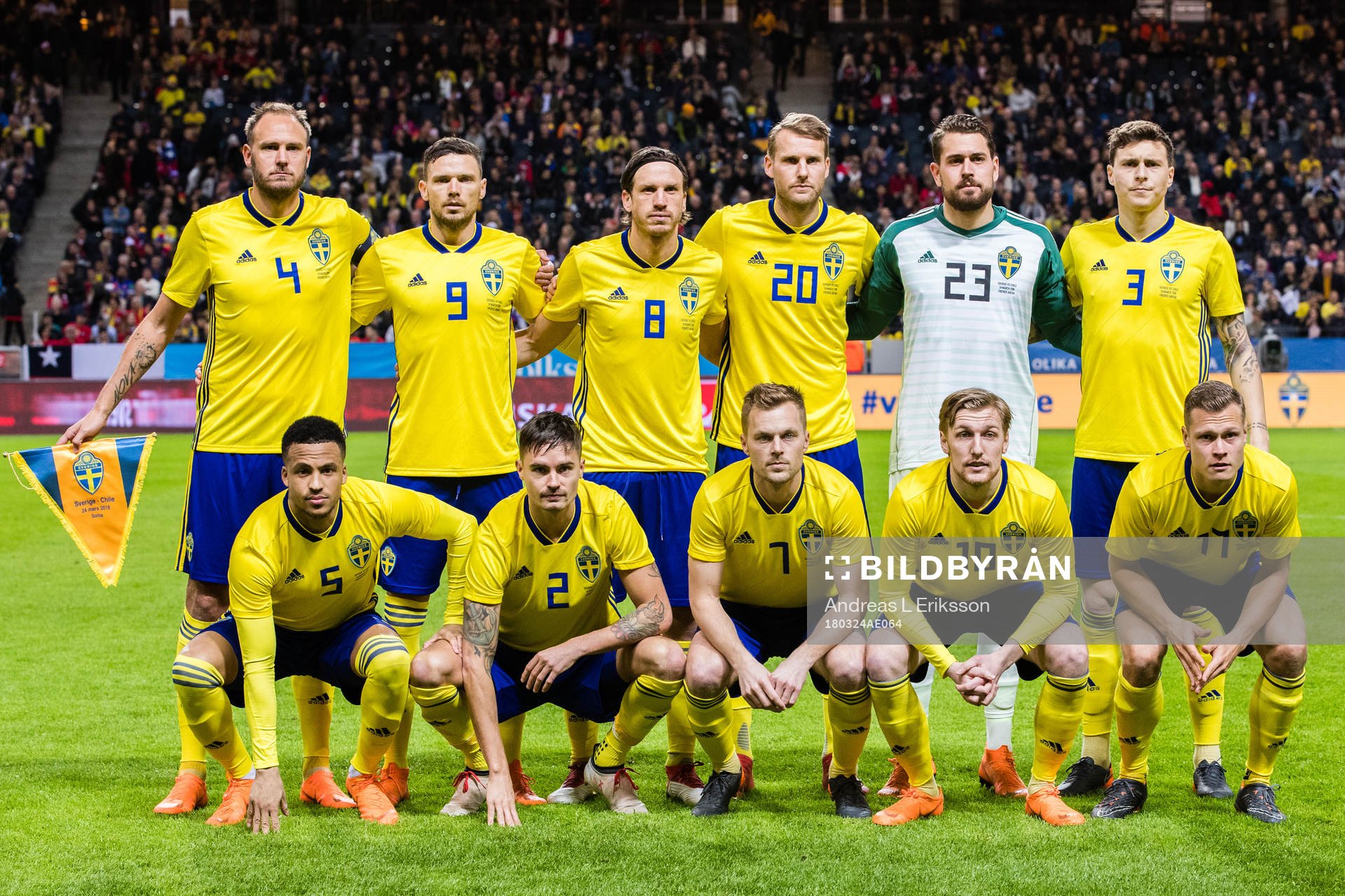 Sveriges startelva innan träningslandskampen i fotboll