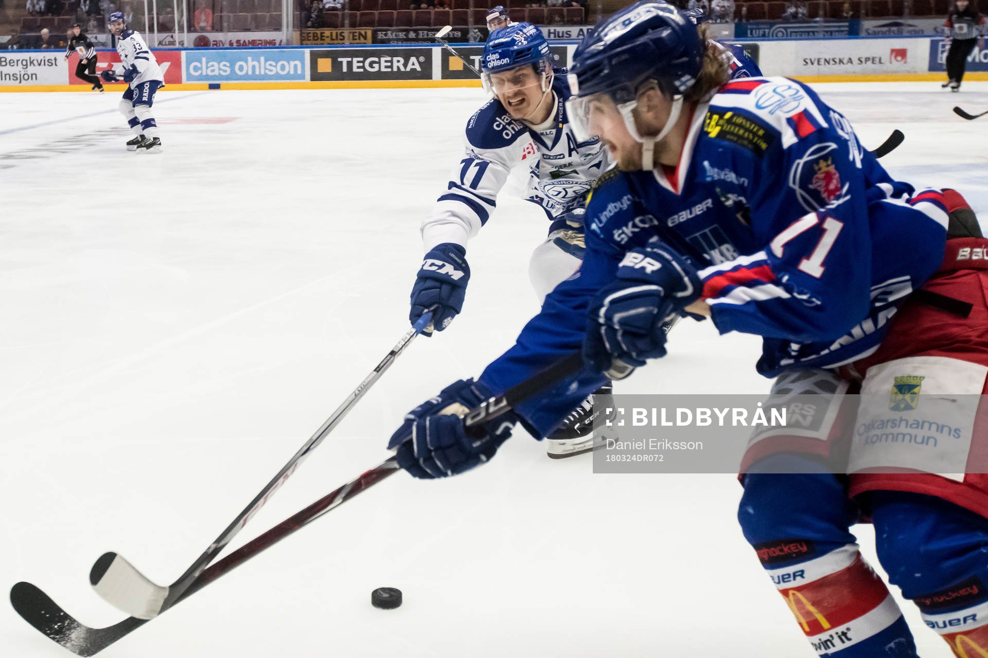 Leksands Martin Karlsson och Oskarshamns Mikael Kuronen  i