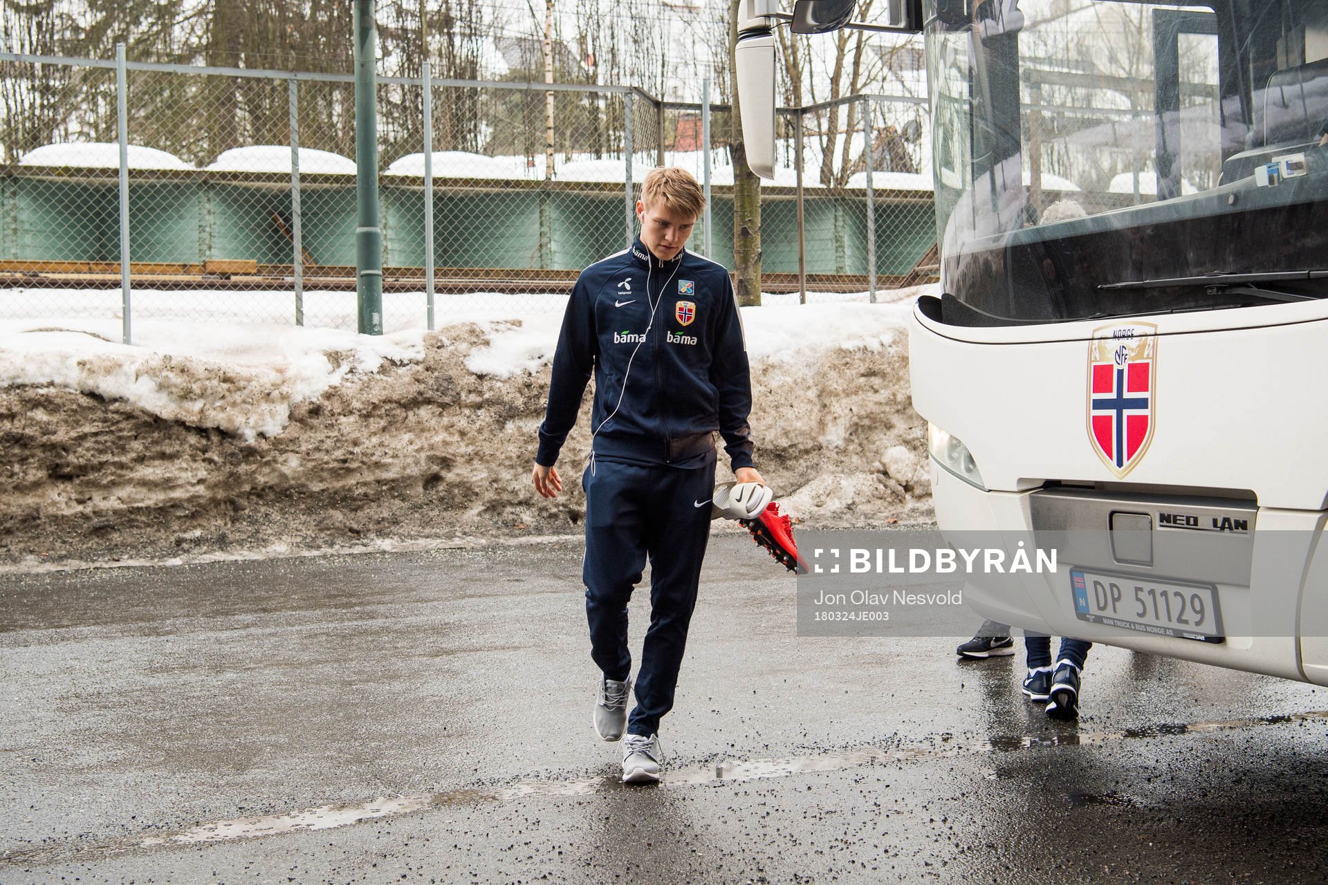Martin Ødegaard of Norway arrives at a training session