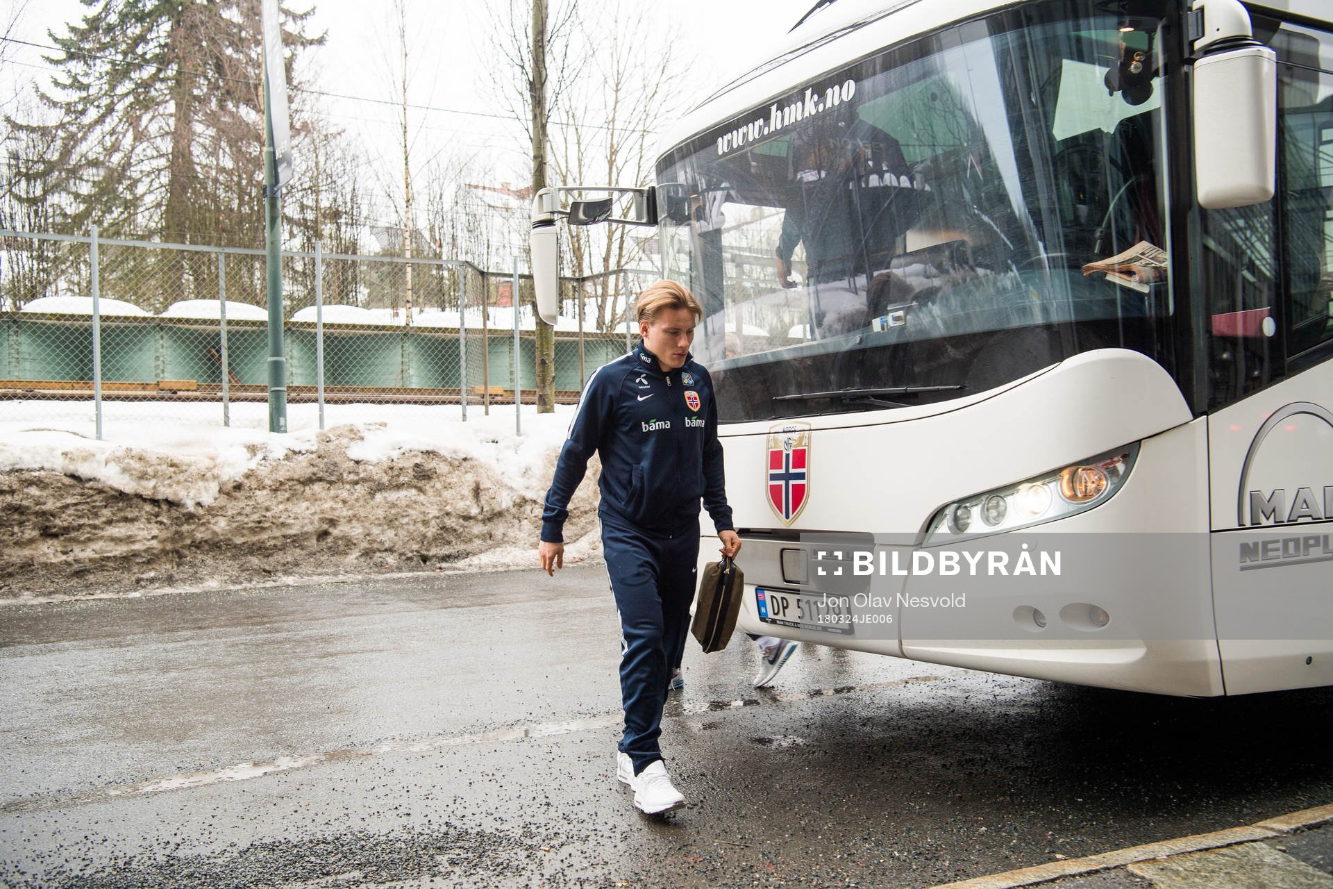 Jonas Svensson of Norway arrives at a training session