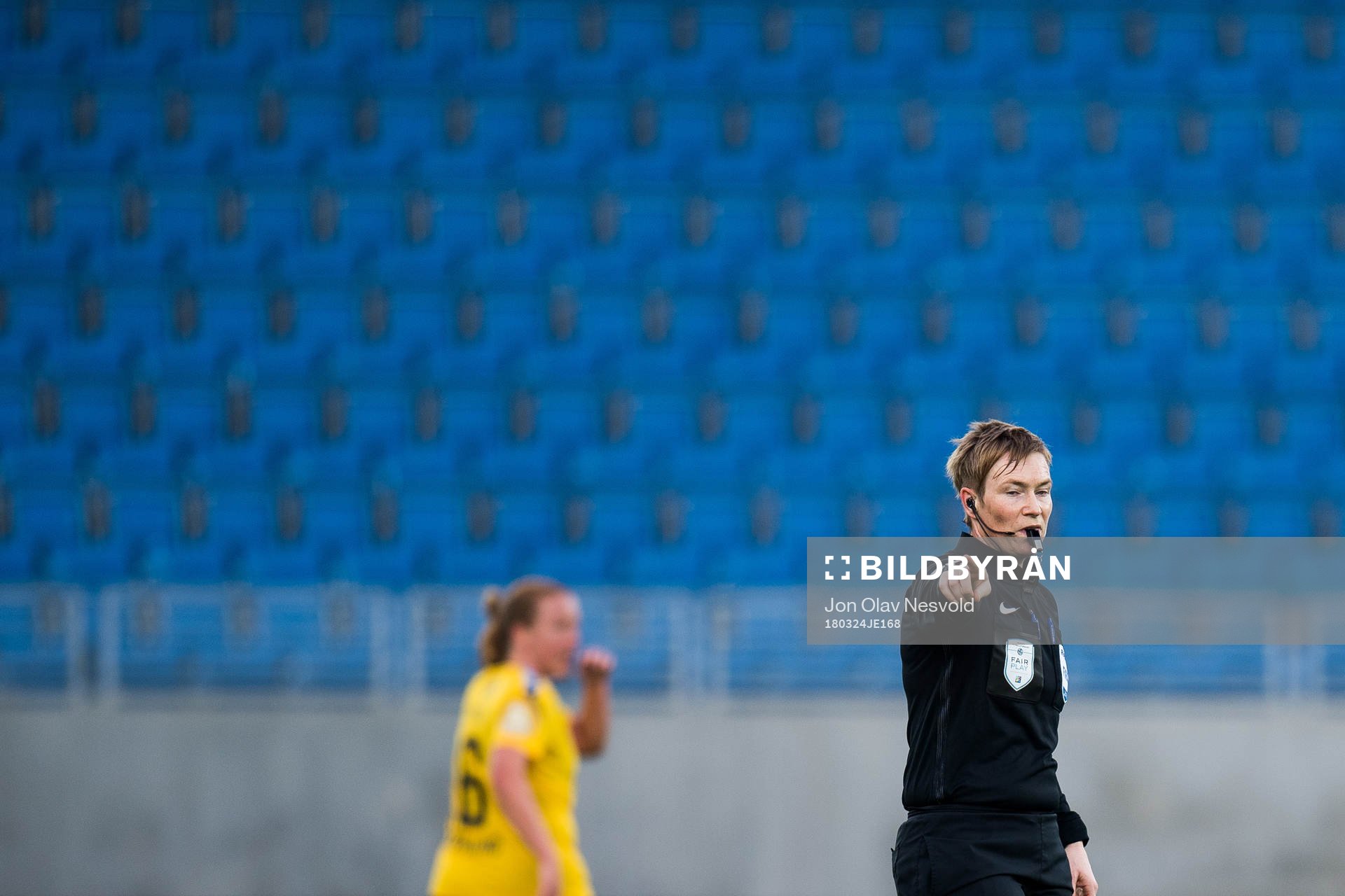 Marte Sørø, referee, during the Toppserien match between Vålerenga and LSK Kvinner on March 24, 2018 in Oslo.
