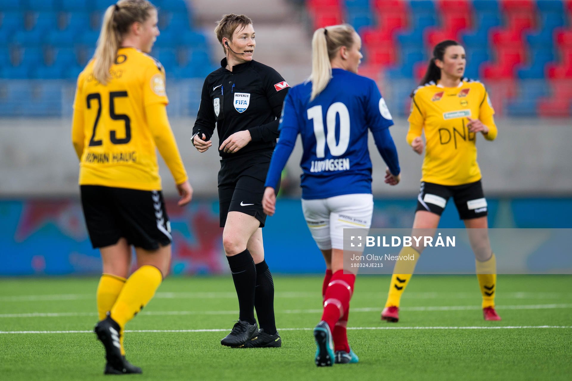 Marte Sørø, referee, during the Toppserien match between Vålerenga and LSK Kvinner on March 24, 2018 in Oslo.