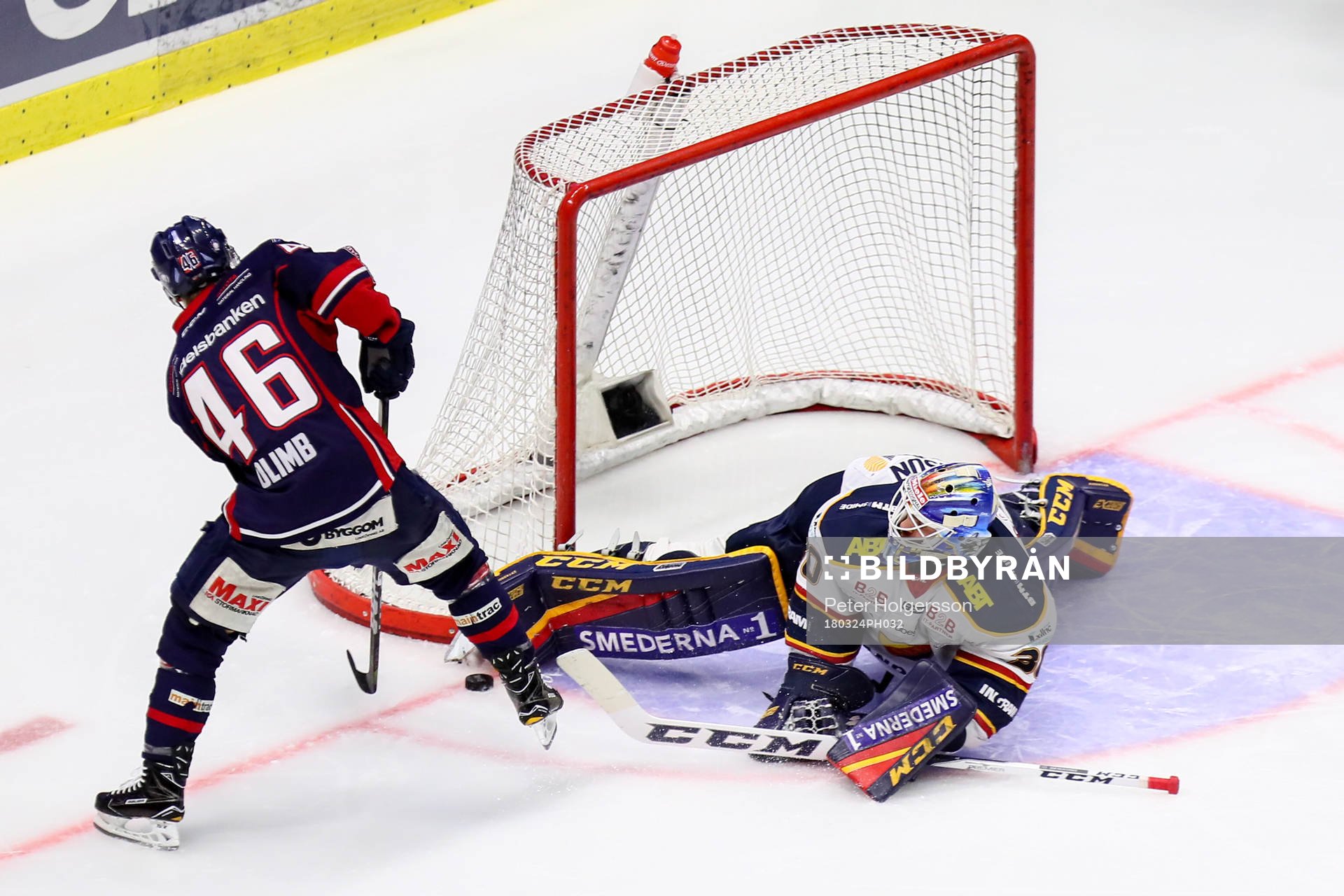 Linköpings Mathis Olimb missar en straff mot Djurgårdens