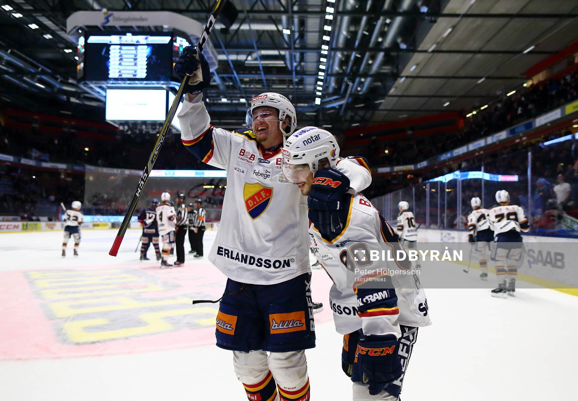 Djurgårdens spelare med Linus Johansson och Gustav Possler