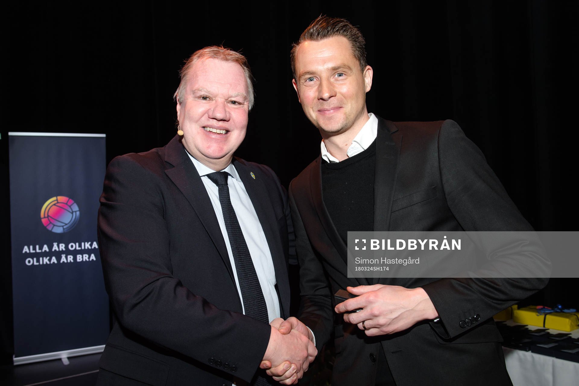 Andreas Ekberg får Domarnålen i guld under Svenska Fotbollförbundets årsmöte den 24 mars 2018 i Stockholm.
