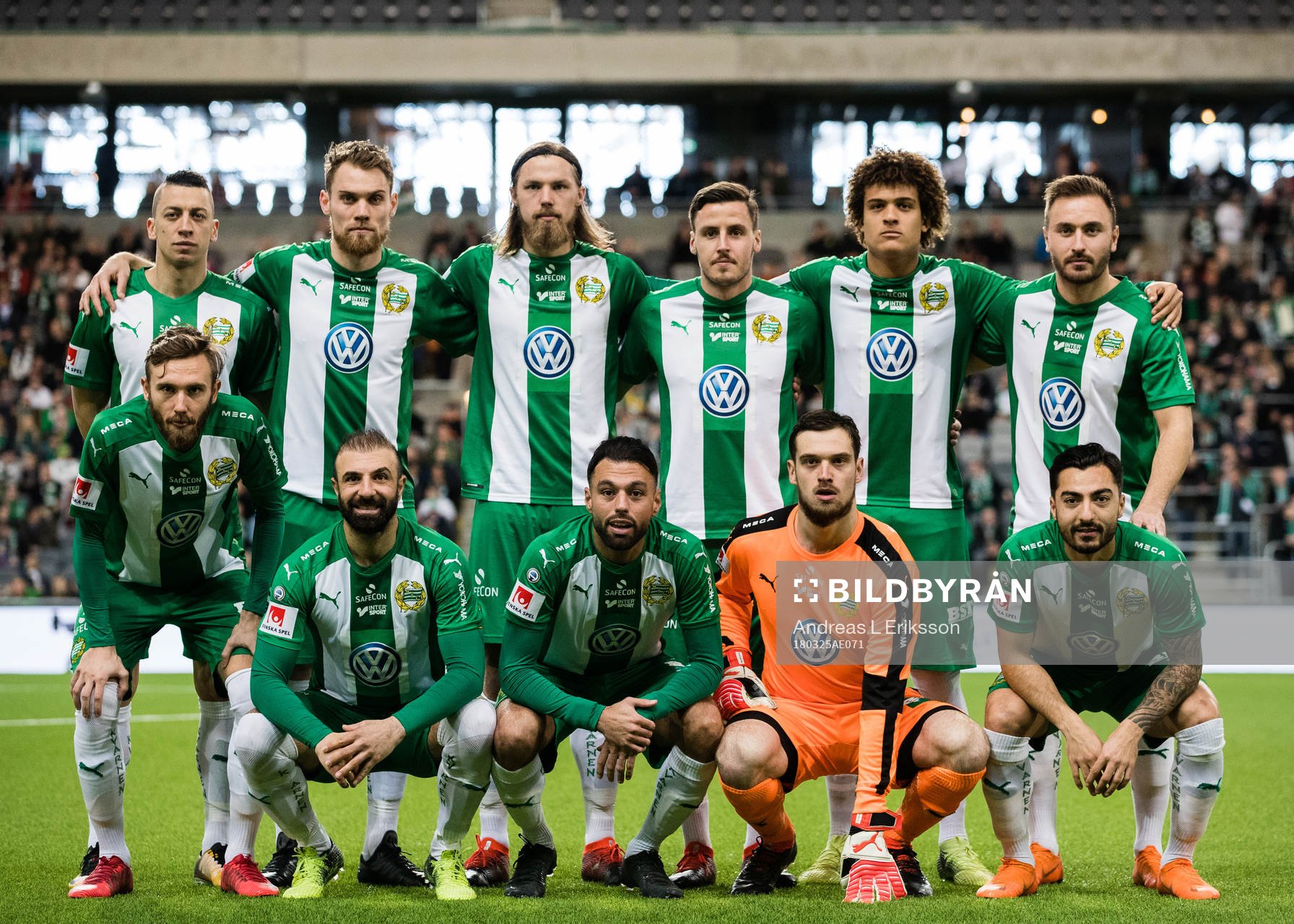 Hammarbys startelva innan en träningsmatch i fotboll