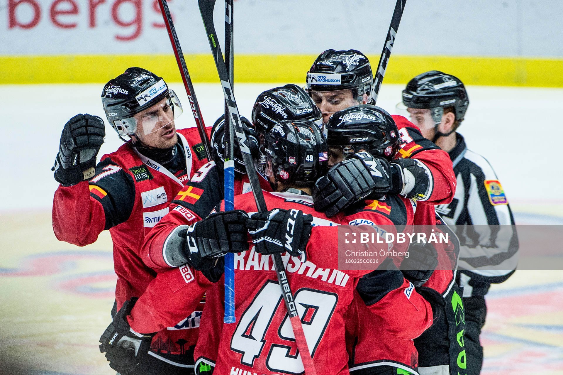 Malmö Redhawks Nils Andersson jublar med lagkamraterna
