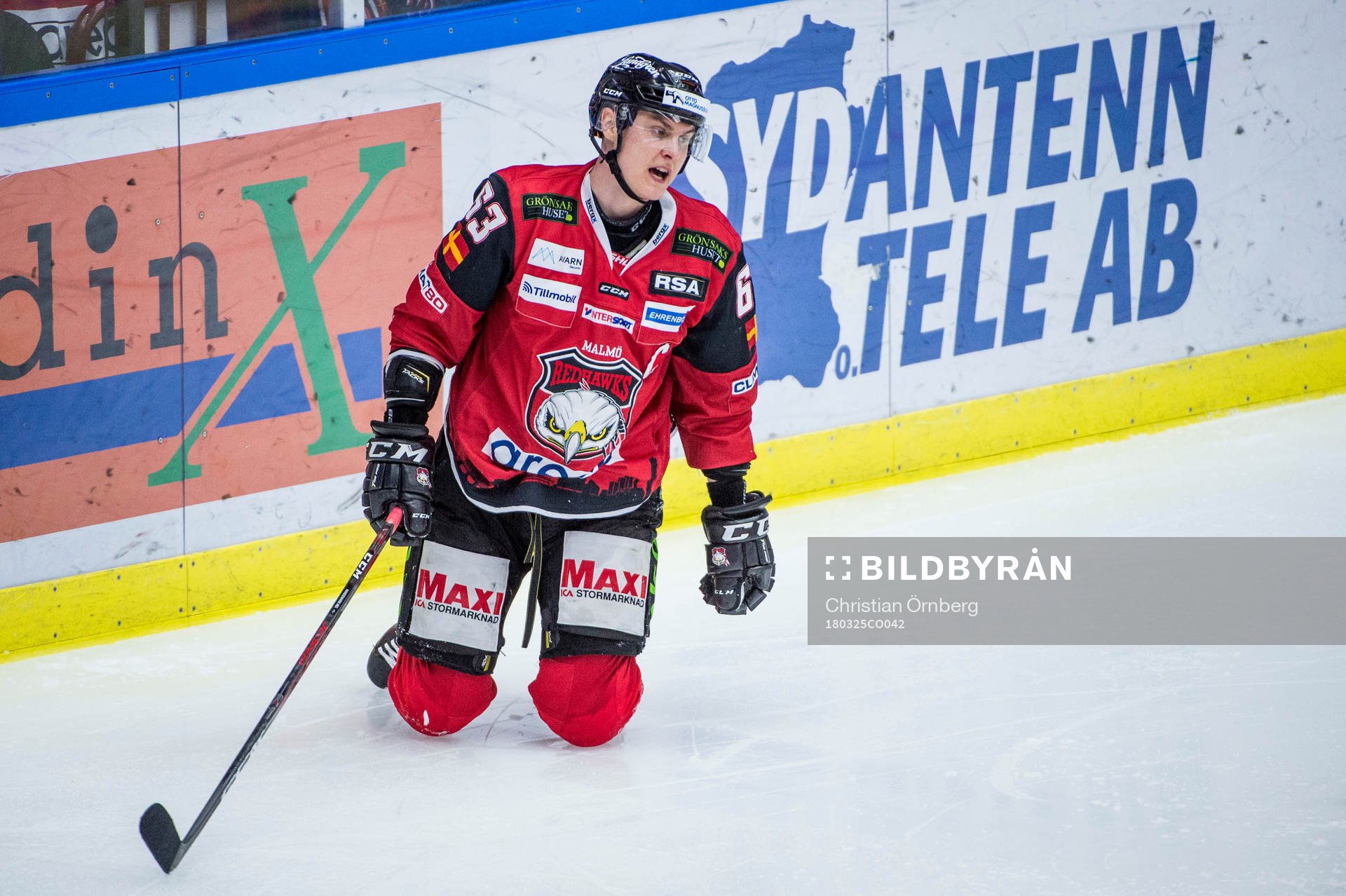 Malmö Redhawks Fredrik Händemark deppar på isen