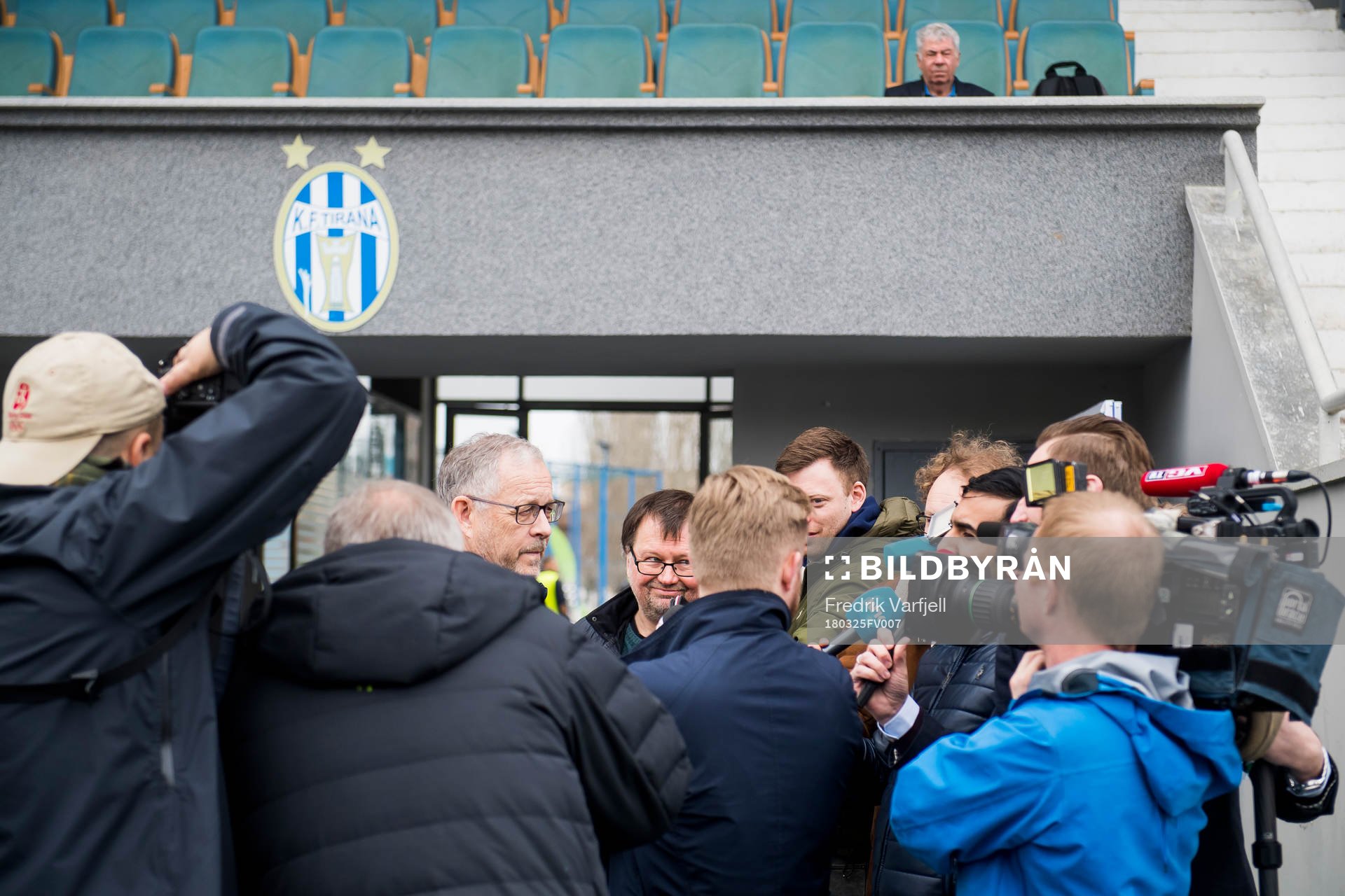 Lars Lagerbäck, head coach of Norway, is been interviewed