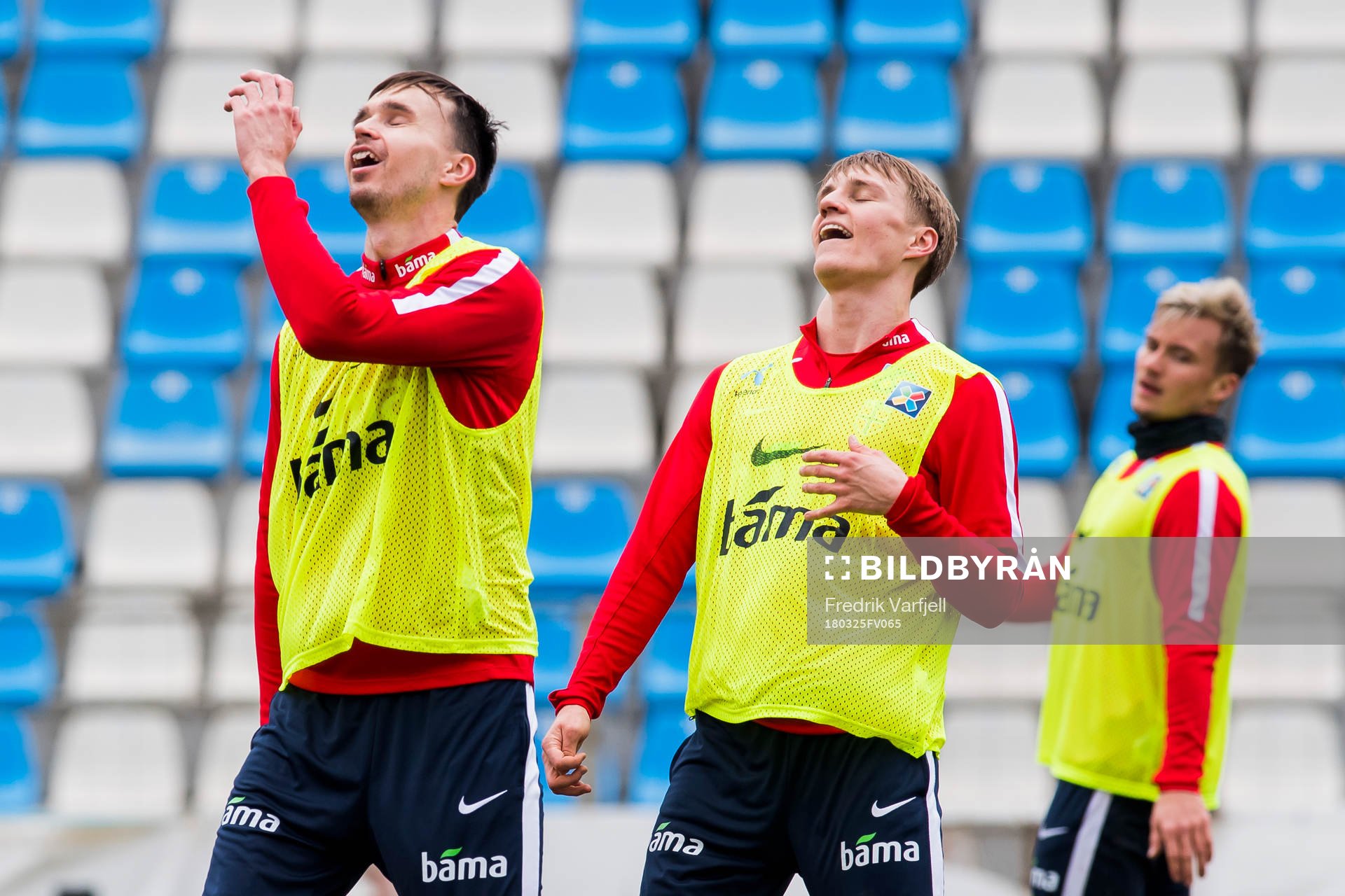 Ole Kristian Selnæs and Martin Ødegaard of Norway reacts