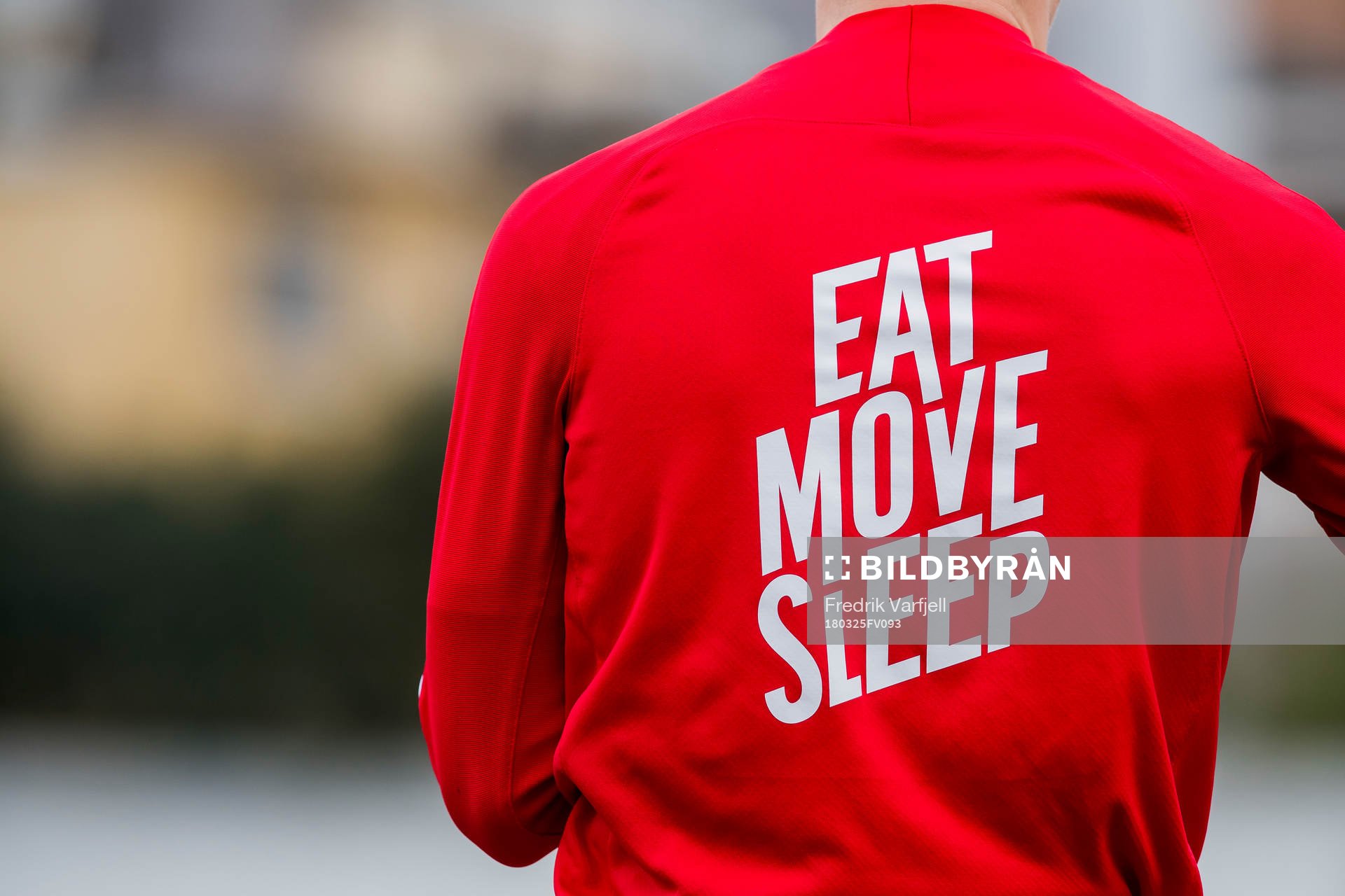 Martin Ødegaard of Norway with the Bama slogan Eat, Move,