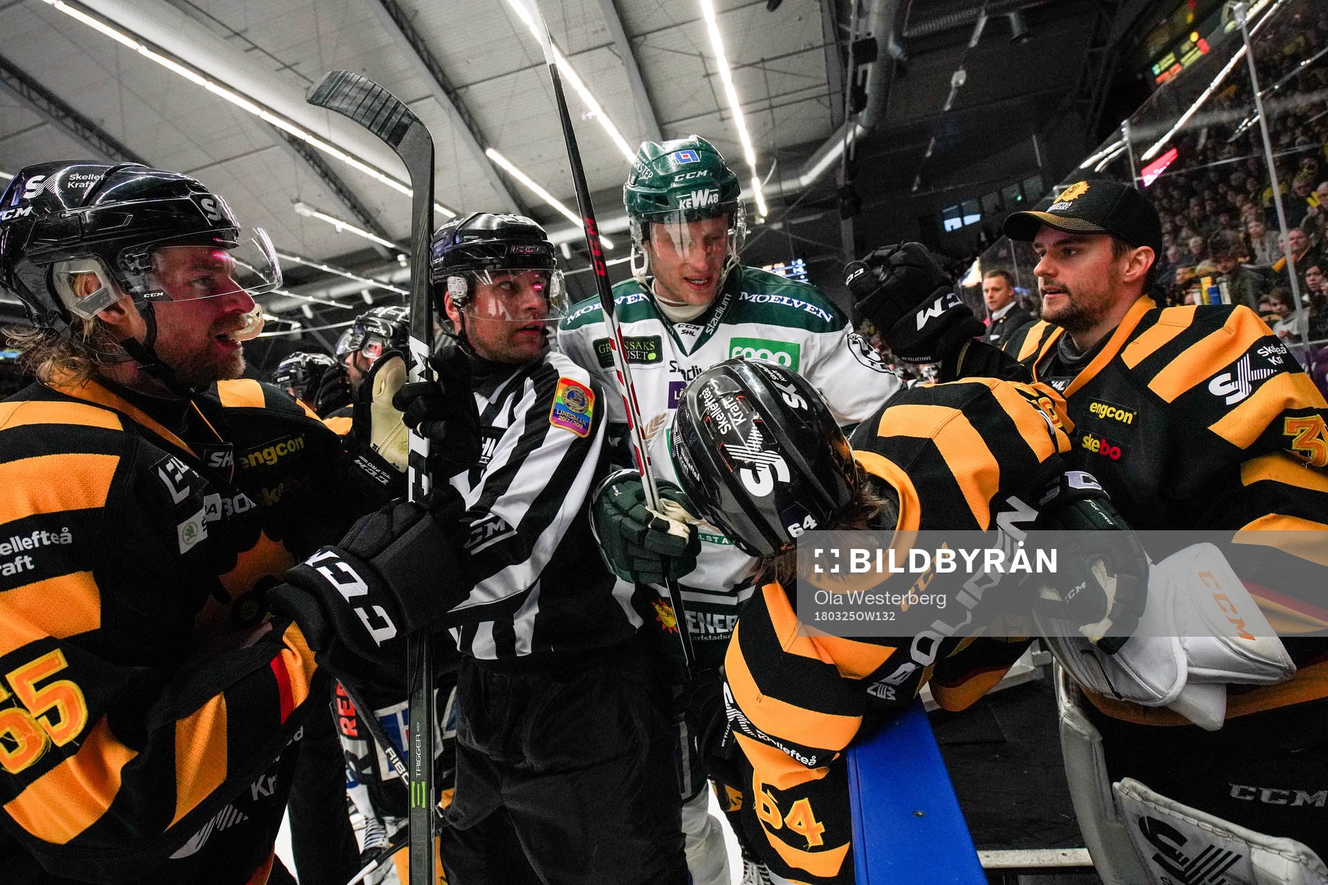 Skellefteås Jonathan Pudas, Michael Kostka  och målvakt