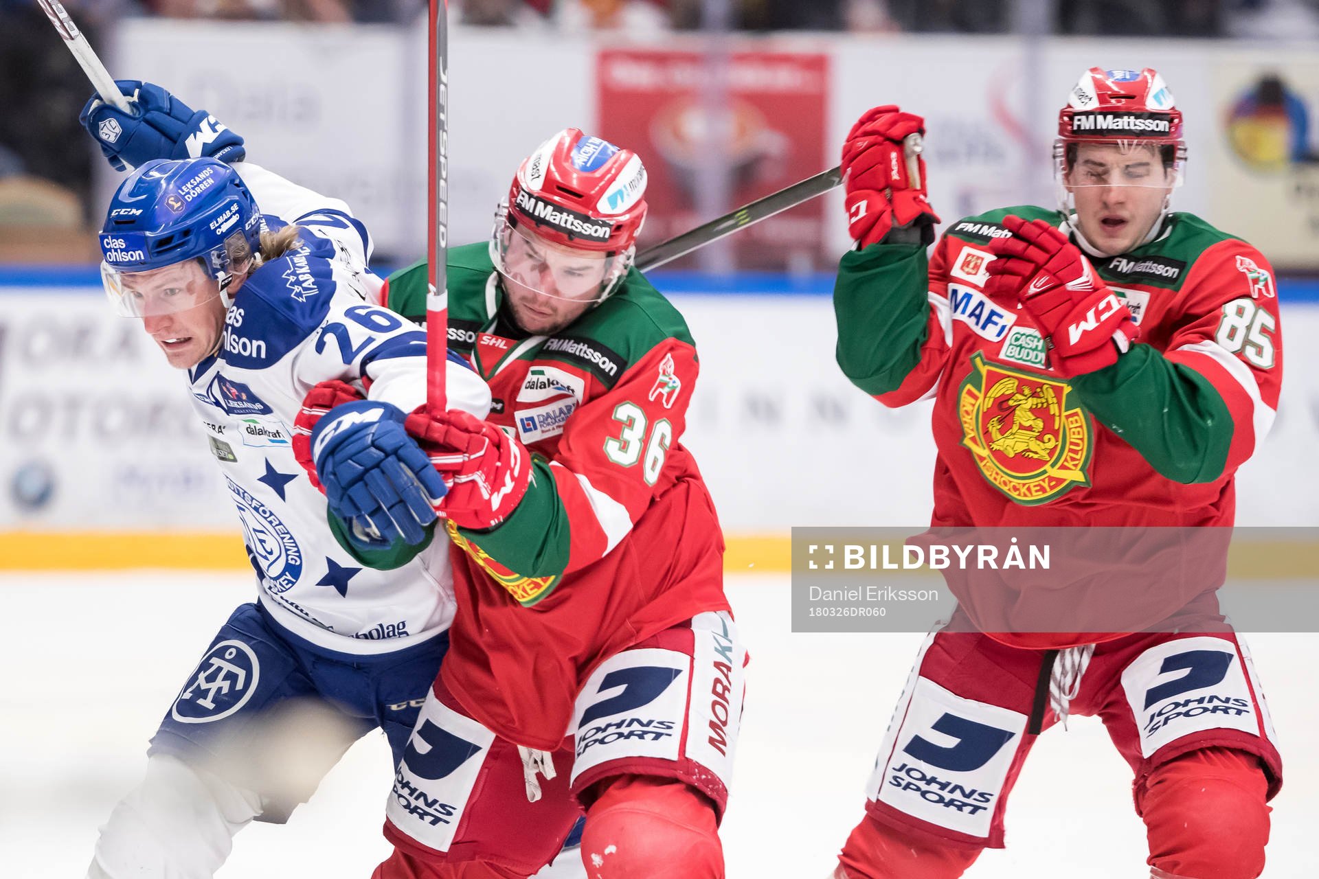 Leksands Patrik Norén och Moras Jason Akeson  och Michael