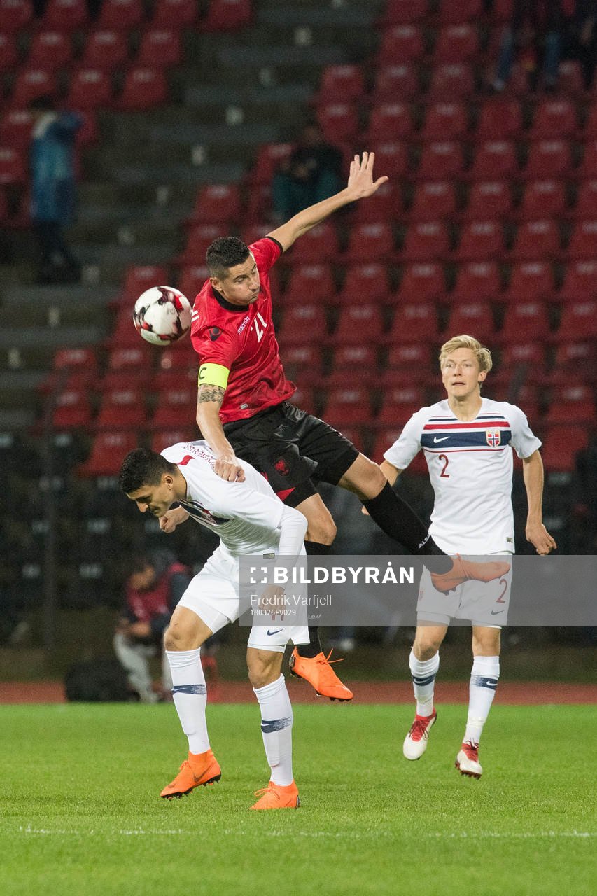 Mohamed Elyounoussi of Norway, Odise Roshi of Albania and