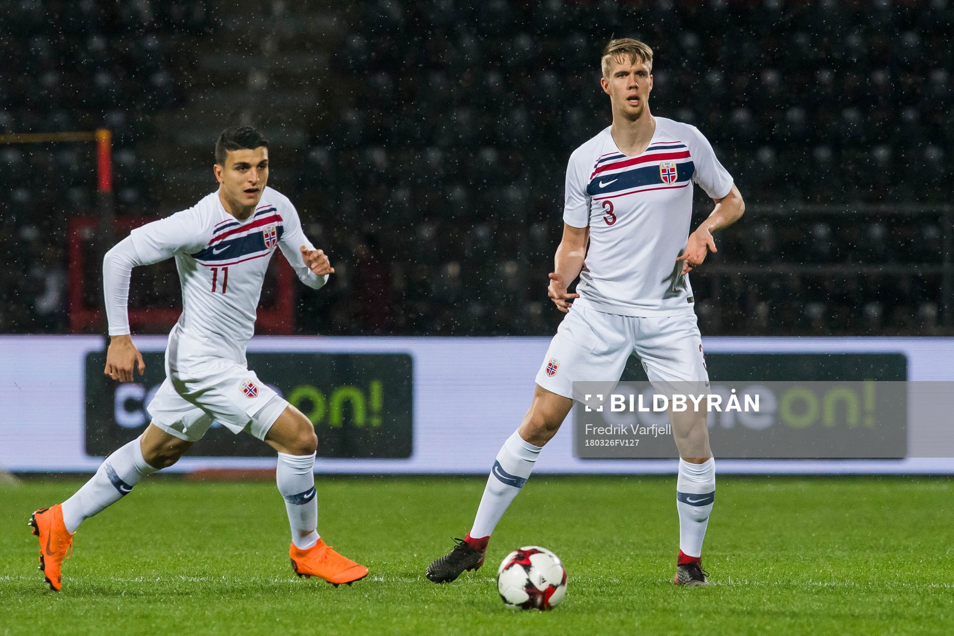 Mohamed Elyounoussi and Kristoffer Ajer of Norway