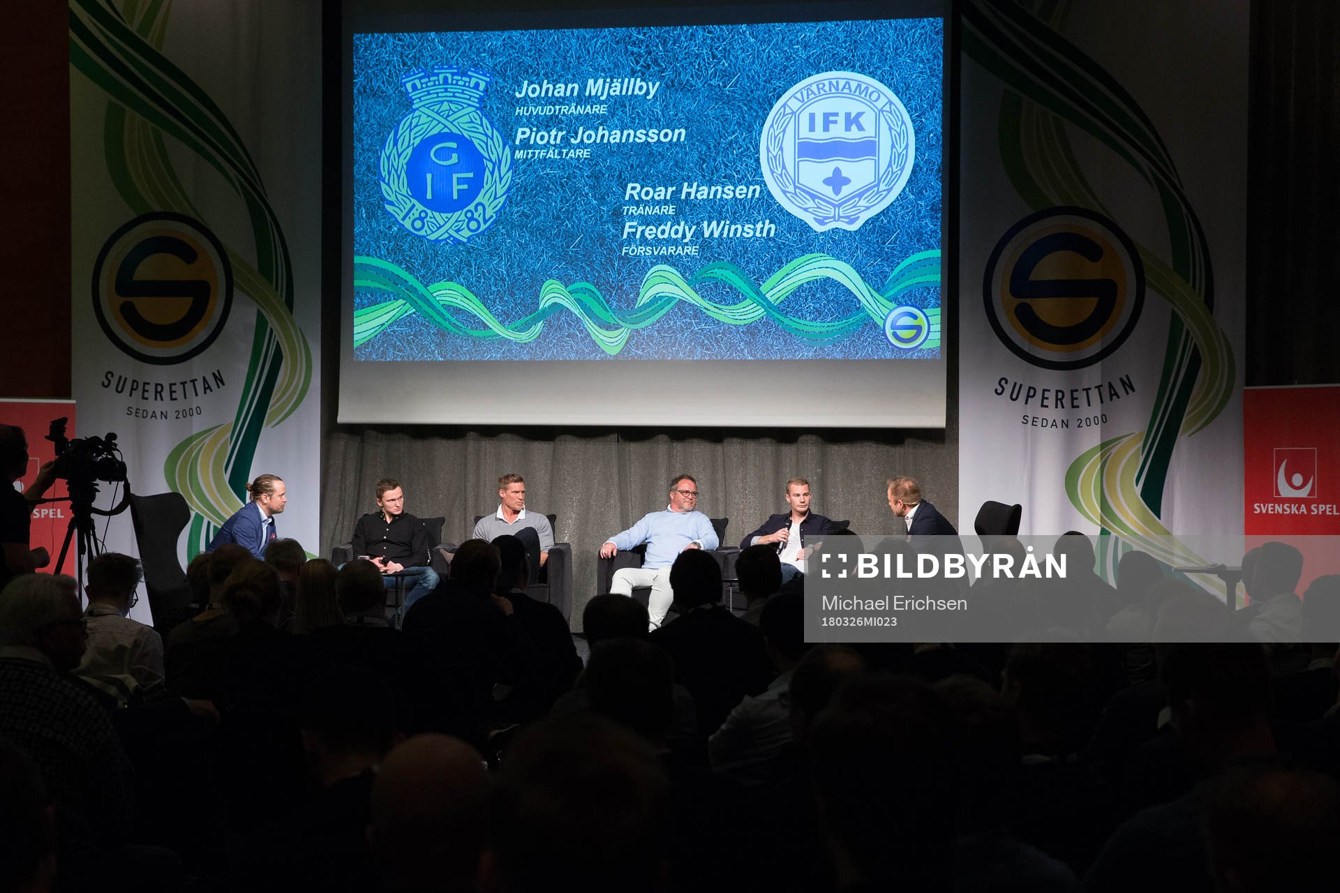 Gefles tränare Johan Mjällby och spelare Piotr Johansson