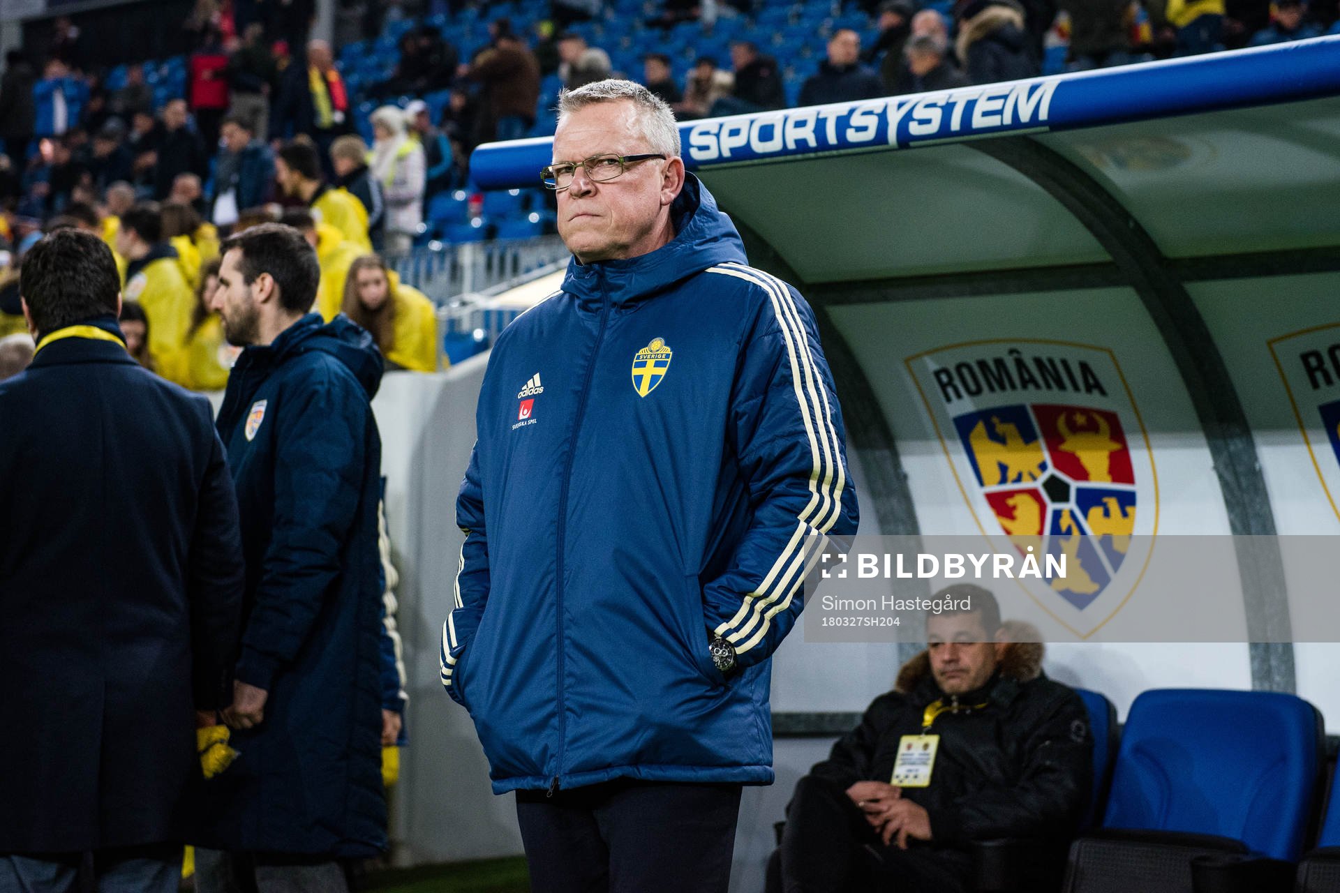 Sveriges förbundskapten Janne Andersson före  en