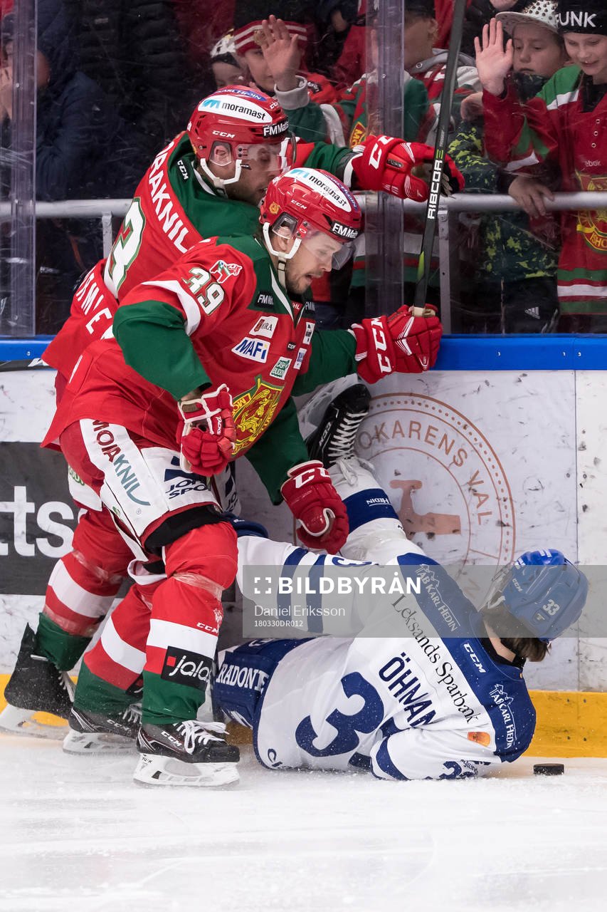 Moras Brandon Gormley och Jacob Nilsson och Leksands Anton