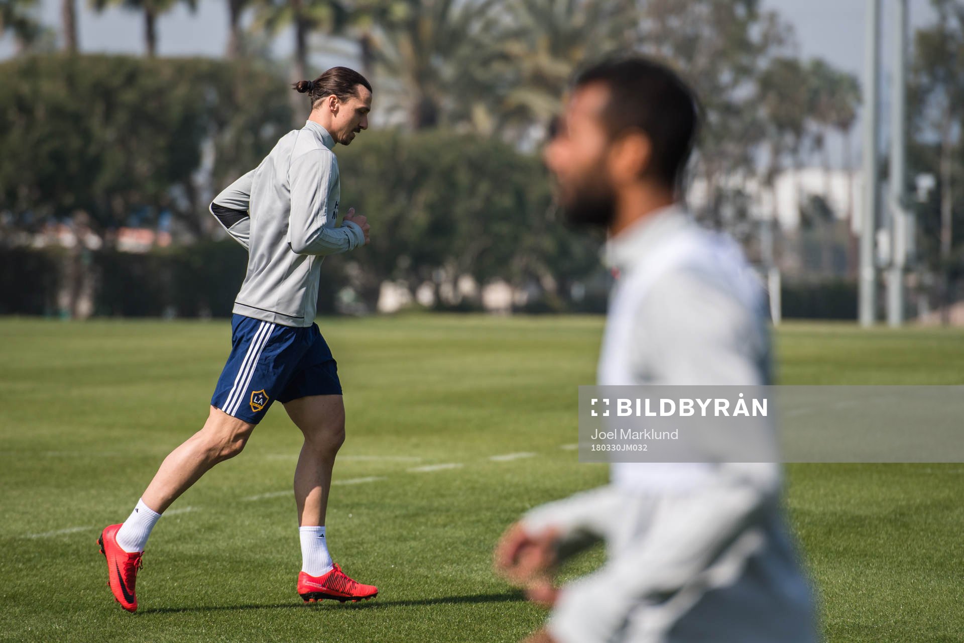 Zlatan Ibrahimovic under sin första träning med MLS-laget LA Galaxy den 30 mars 2018 i Los Angeles.
