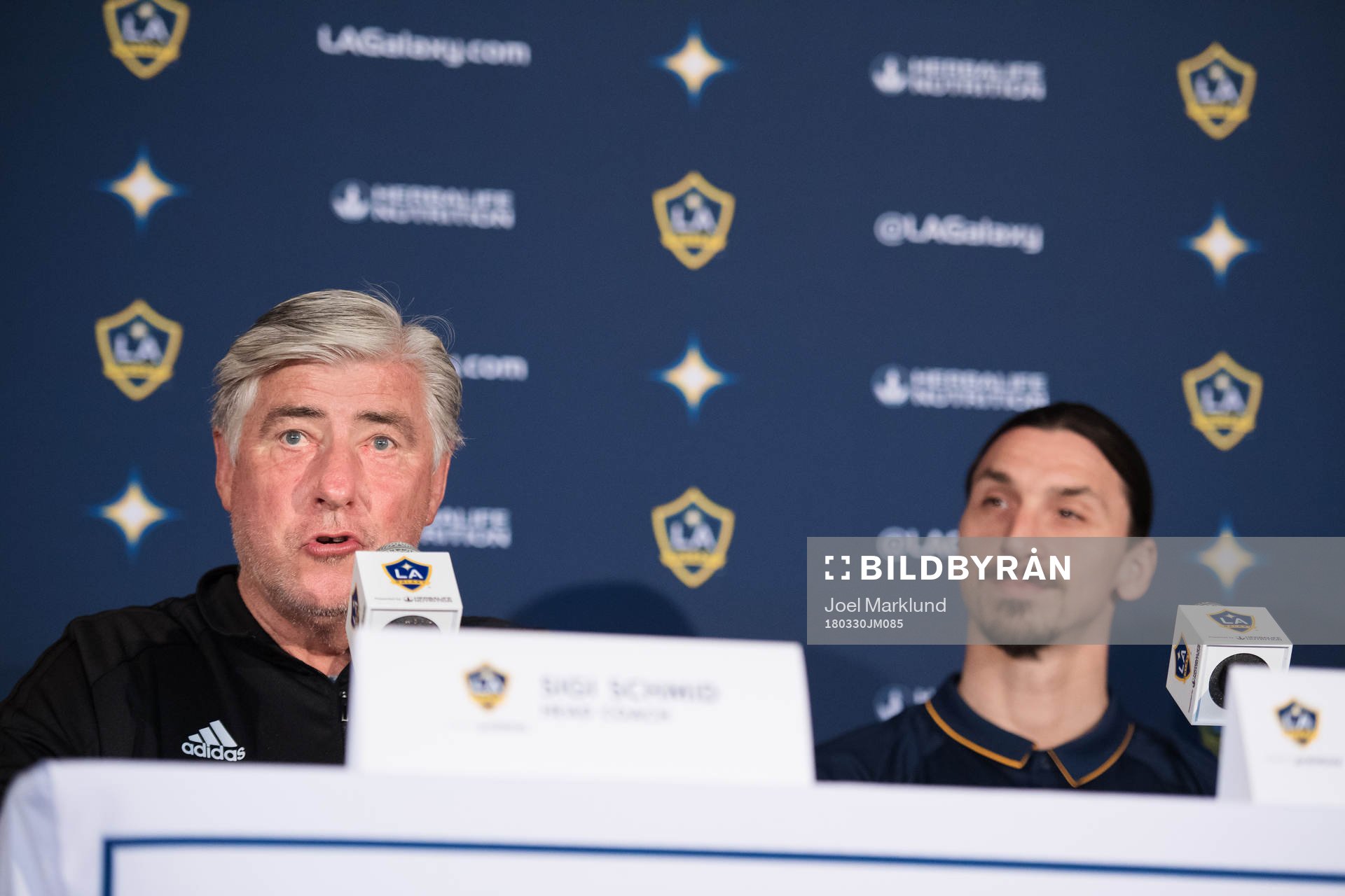 Tränare Sigi Schmid och Zlatan Ibrahimovic