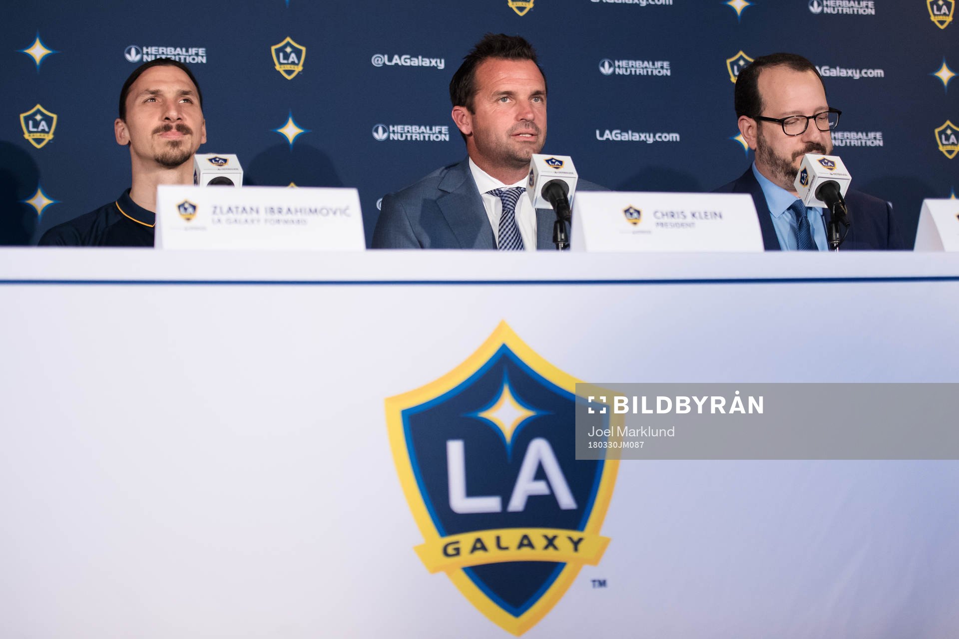 Zlatan Ibrahimovic, ordförande Chris Klein och vd Dan