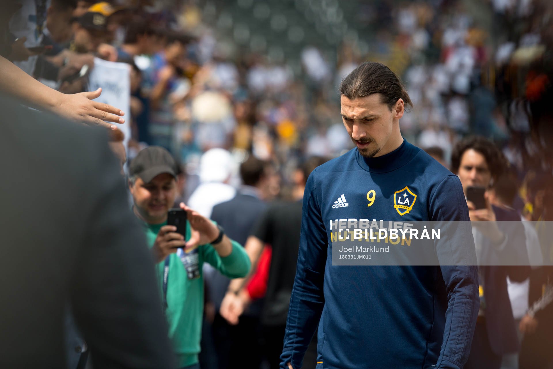LA Galaxys Zlatan Ibrahimovic före fotbollsmatchen i MLS